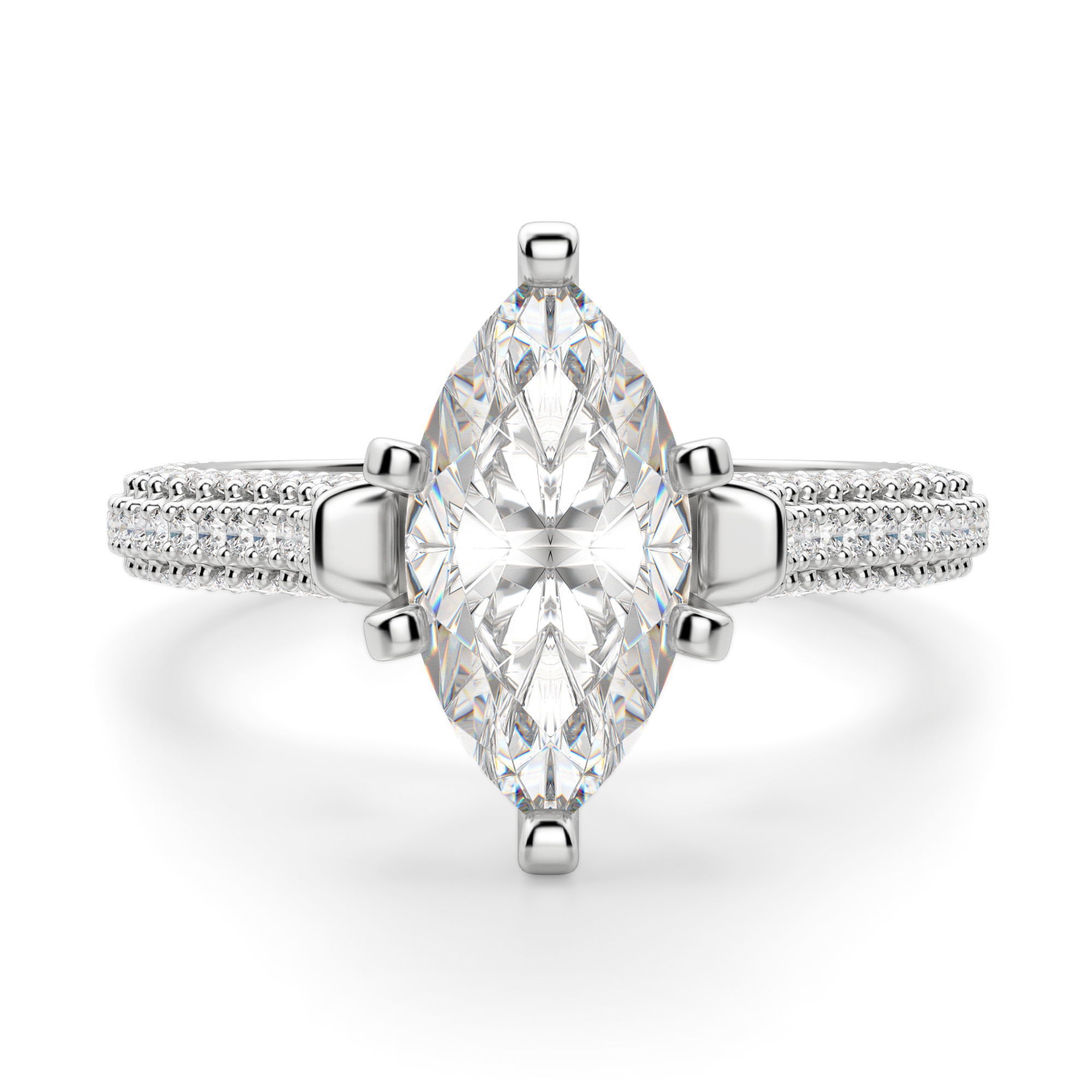 Seine Markizowy 0.75 krt Pierścionek Zaręczynowy Diament Laboratoryjny 585 Białe Złoto (14K)