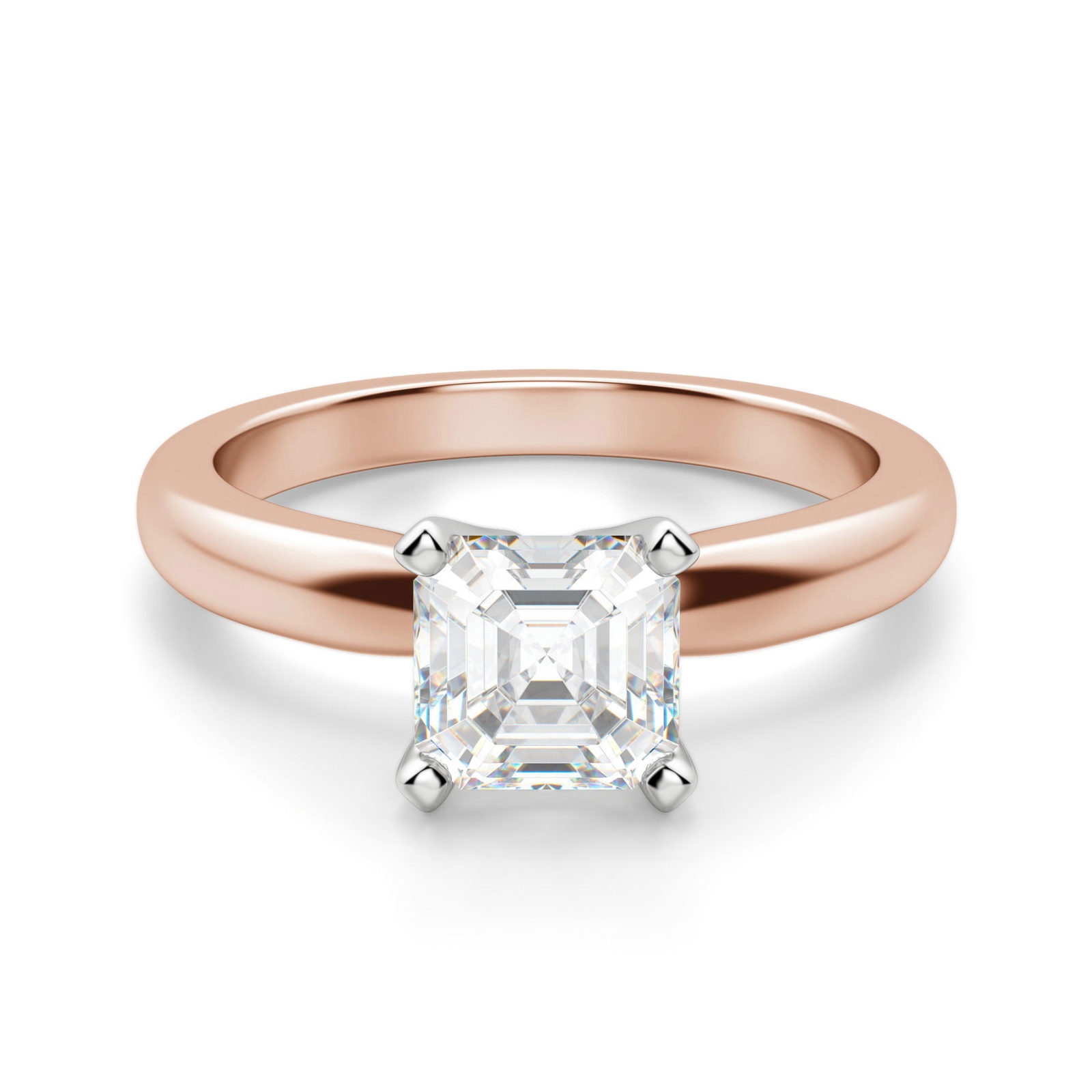 Tapered Solitaire Asscher 1.75 krt Klasyczny Pierścionek Zaręczynowy Diament Laboratoryjny 585 Różowe Złoto (14K)