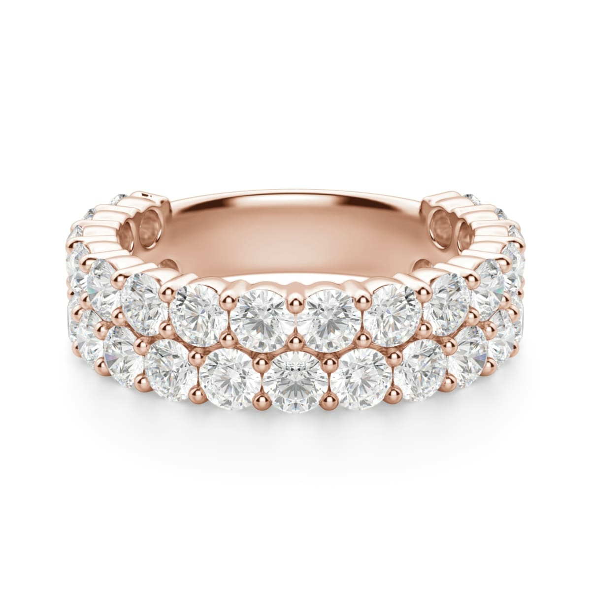 Obrączka Ślubna Half Eternity Pave z Okrągłymi Kamieniami 2.70 mm Laboratoryjny Diament 750 Różowe Złoto (18K)