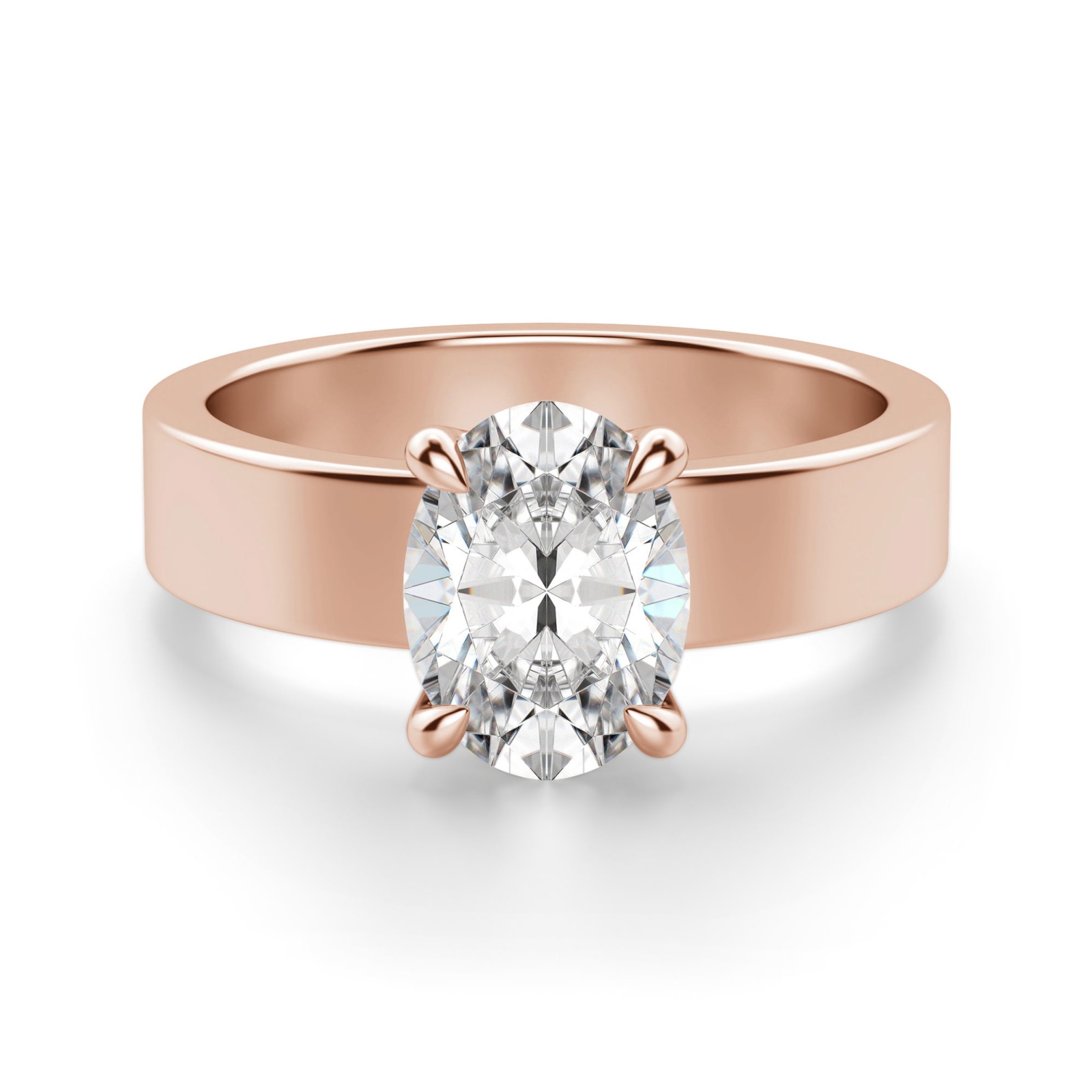 Basket Set Owalny 1.00 krt Masywny Pierścionek Zaręczynowy Diament Laboratoryjny 585 Różowe Złoto (14K)