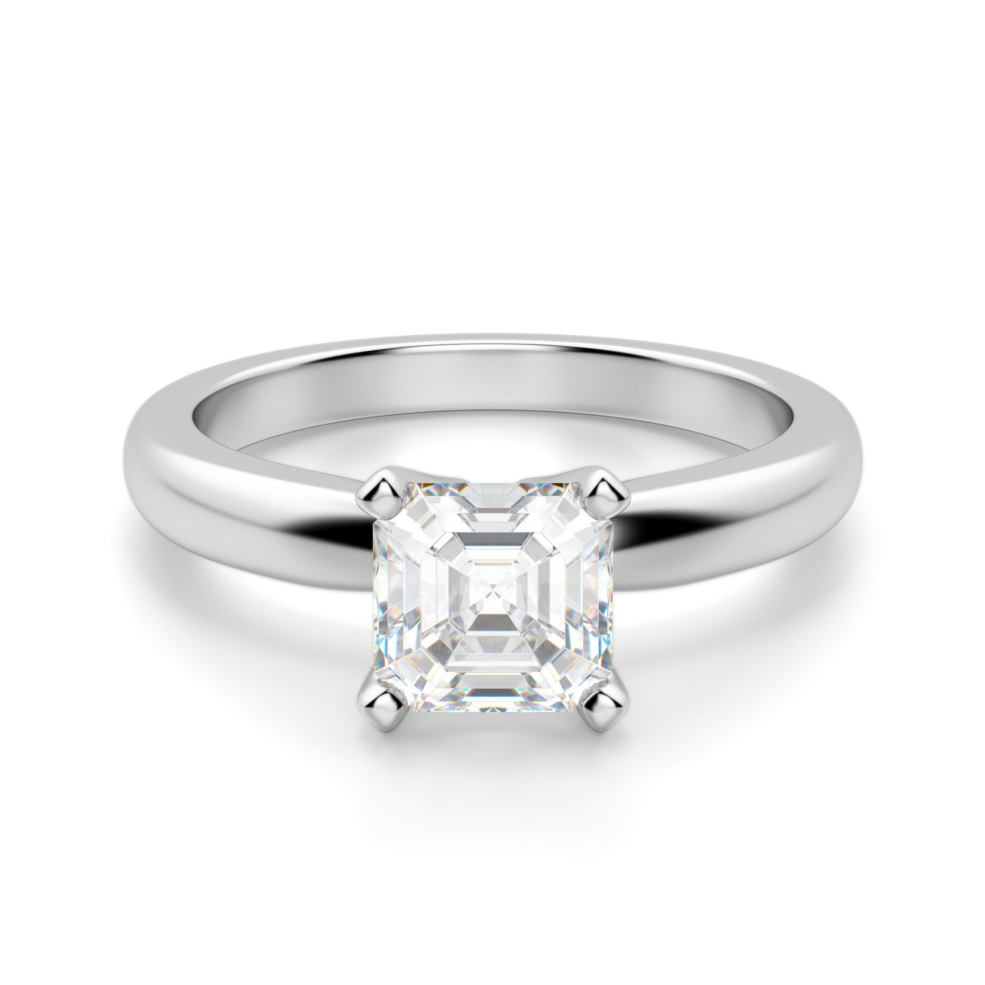 Tapered Solitaire Asscher 1.25 krt Klasyczny Pierścionek Zaręczynowy Diament Laboratoryjny 585 Białe Złoto (14K)