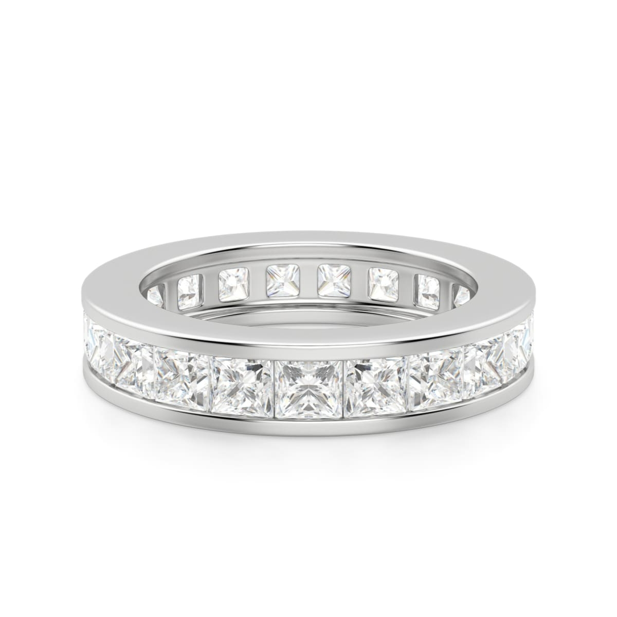 Obrączka Ślubna Eternity Channel Set Księżniczka 3.00 mm Laboratoryjny Diament 750 Białe Złoto (18K)