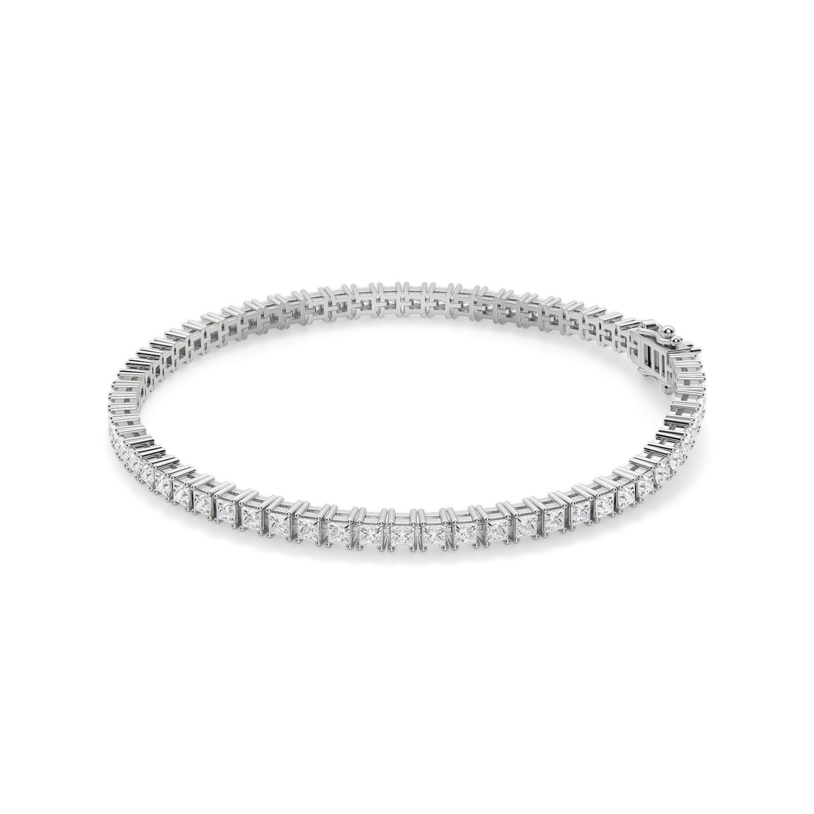 4 Prong Księżniczka Tenisowa Bransoletka s Laboratoryjnym Diamentem 5.00 krt z białego złota pr. 14K (585).