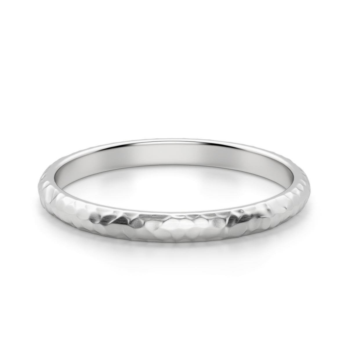 Hammered Comfort Męska Obrączka Ślubna 2 MM 585 Białe Złoto (14K)