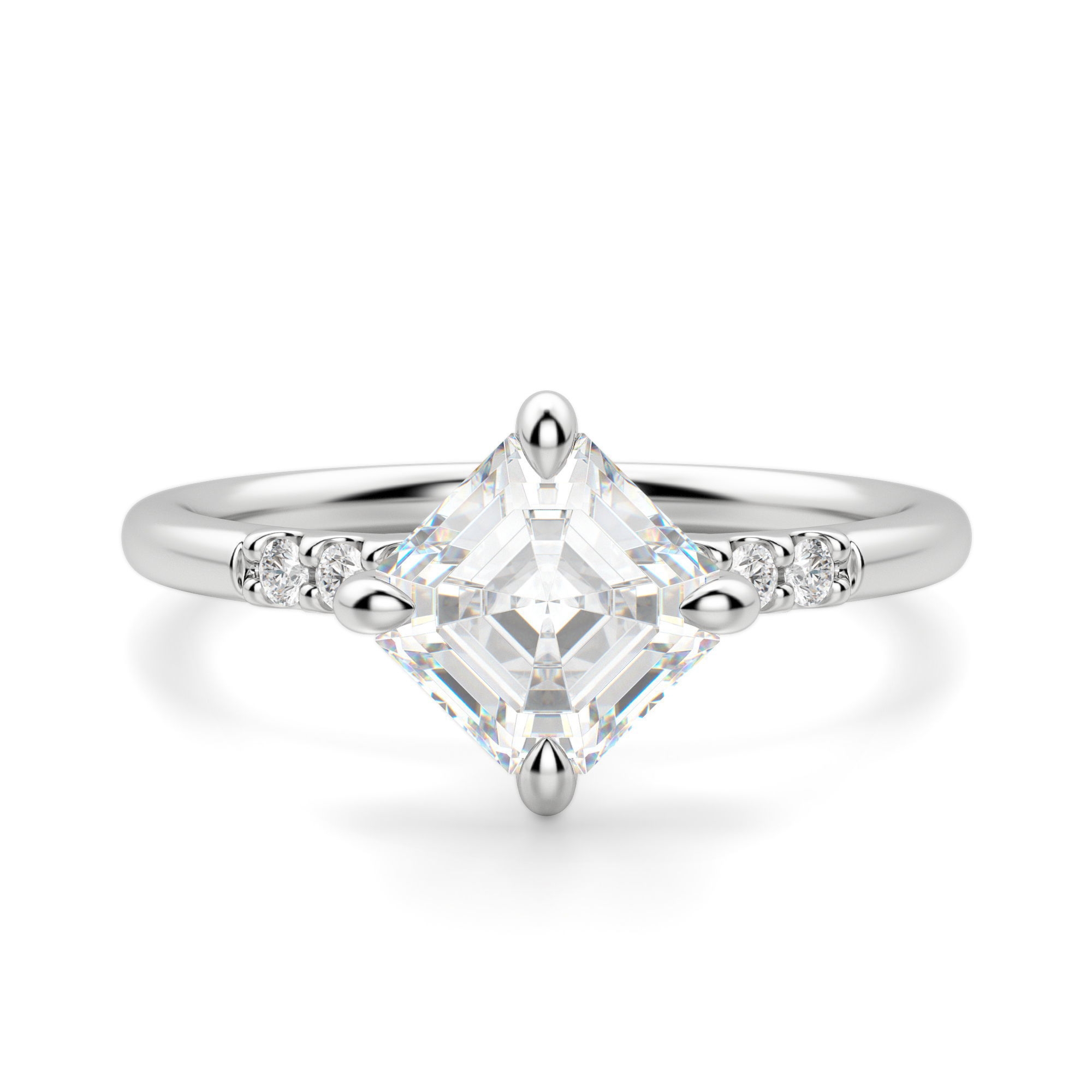 Kite Set Accented Asscher 2.50 krt Pierścionek Zaręczynowy Diament Laboratoryjny 950 Platyna