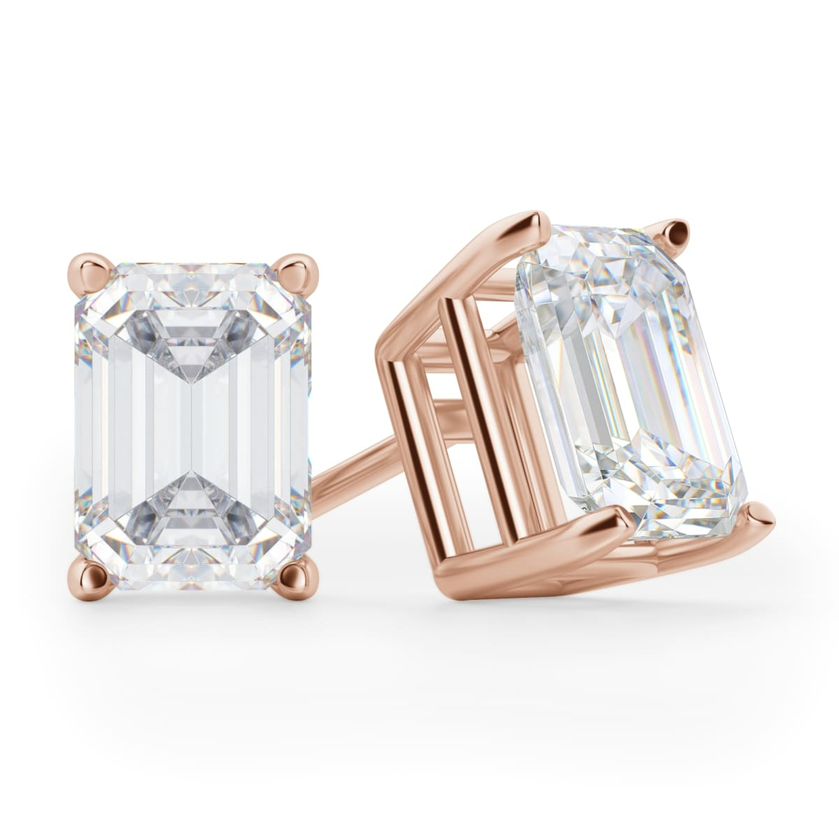 Szmaragdowe Kolczyki Sztyfty 0.30 Karata Tension Back Basket Set Diament Laboratoryjny 585 Różowe Złoto (14K)