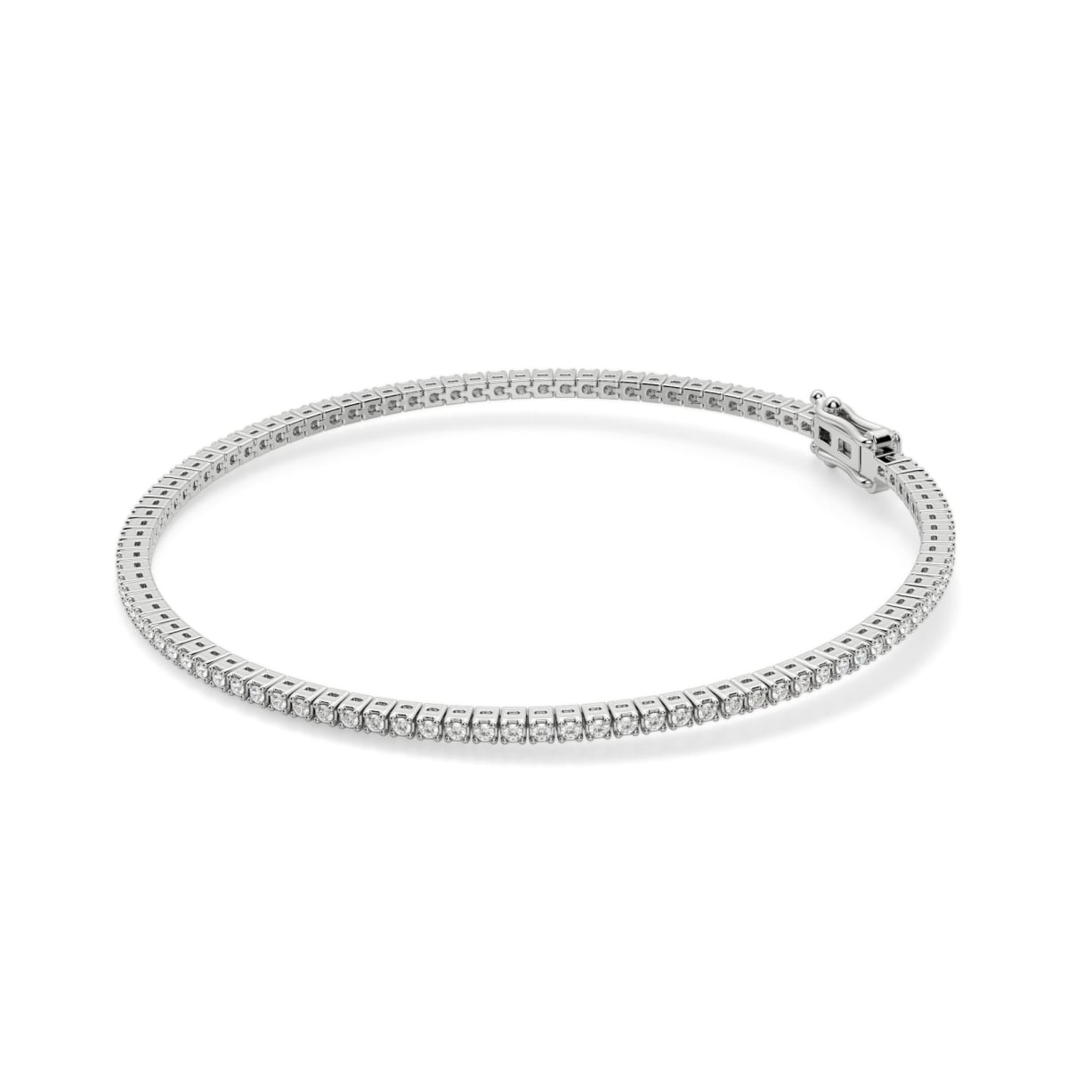 4 Prong Okrągła Diamentowa Tenisowa Bransoletka 1.00 krt z Białego Złota pr. 14K (585)