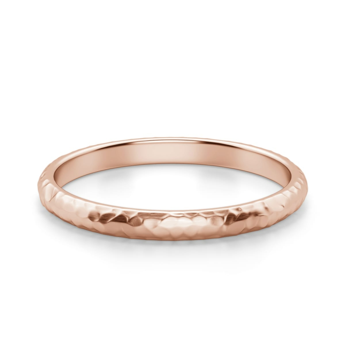 Hammered Comfort Męska Obrączka Ślubna 2 MM 585 Różowe Złoto (14K)