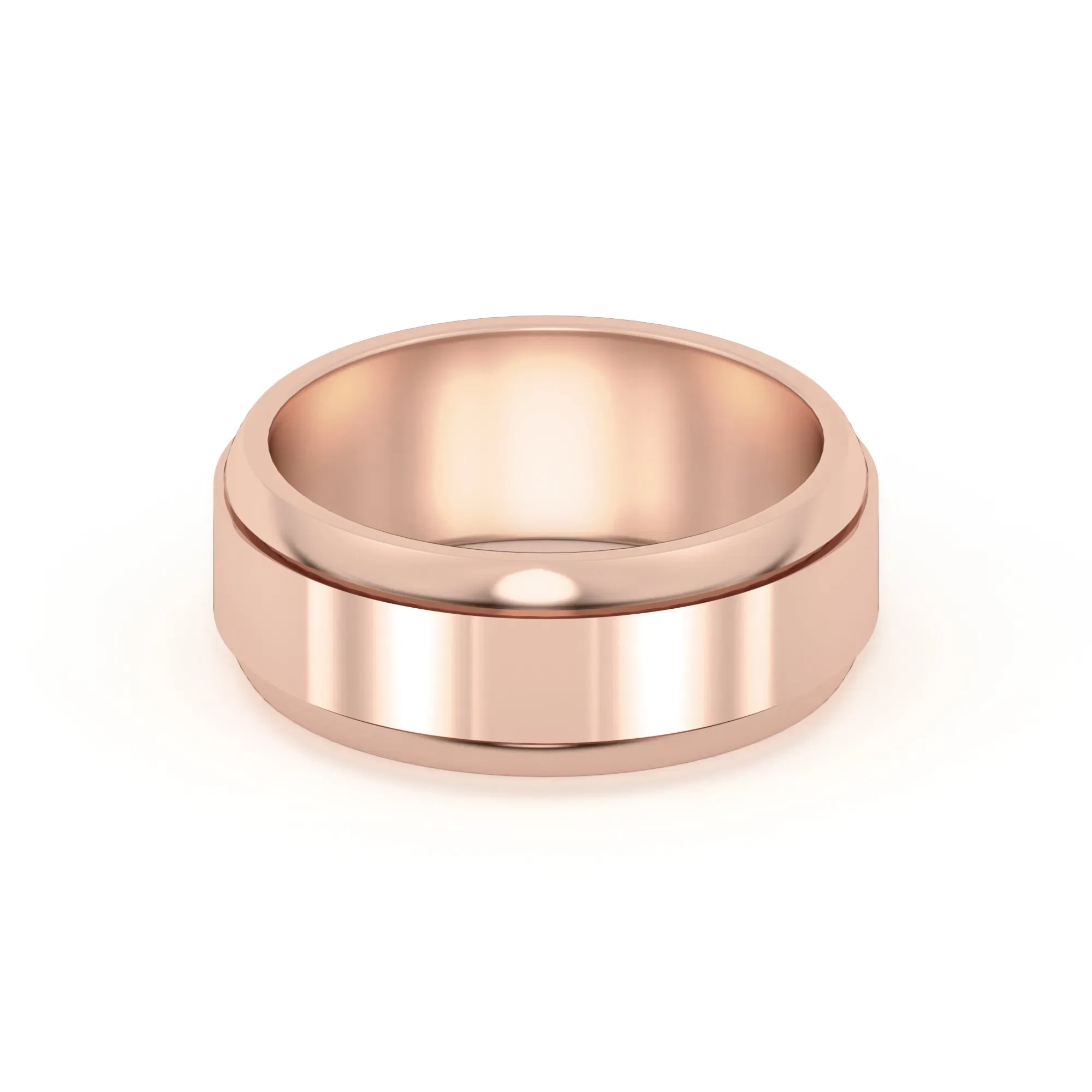 Raised Edge Channel High Polish Obrączka Ślubna 585 Różowe Złoto (14K) 7 MM