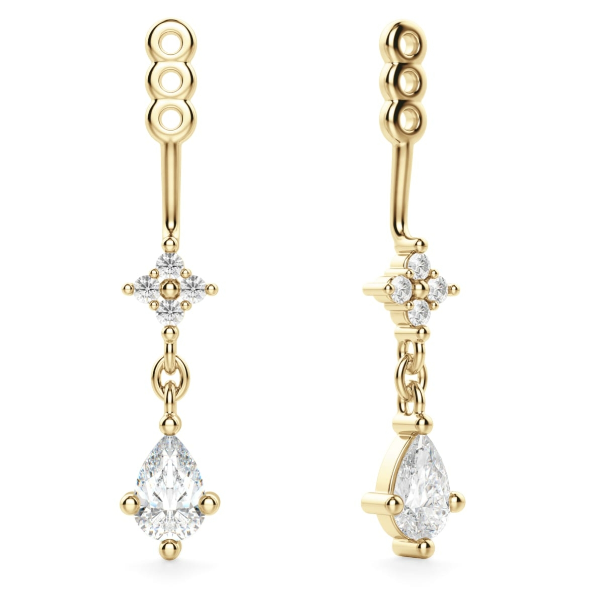 Gruszkowy Wiszący Dodatek do Kolczyków 14K Żółte Złoto Laboratoryjny Diament