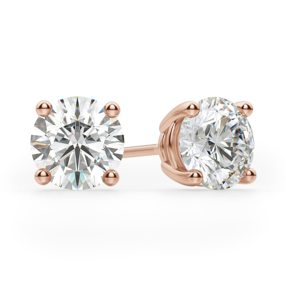 Okrągłe Kolczyki Sztyfty 4.00 Karata Screw Back Basket Set Diament Laboratoryjny 585 Różowe Złoto (14K)