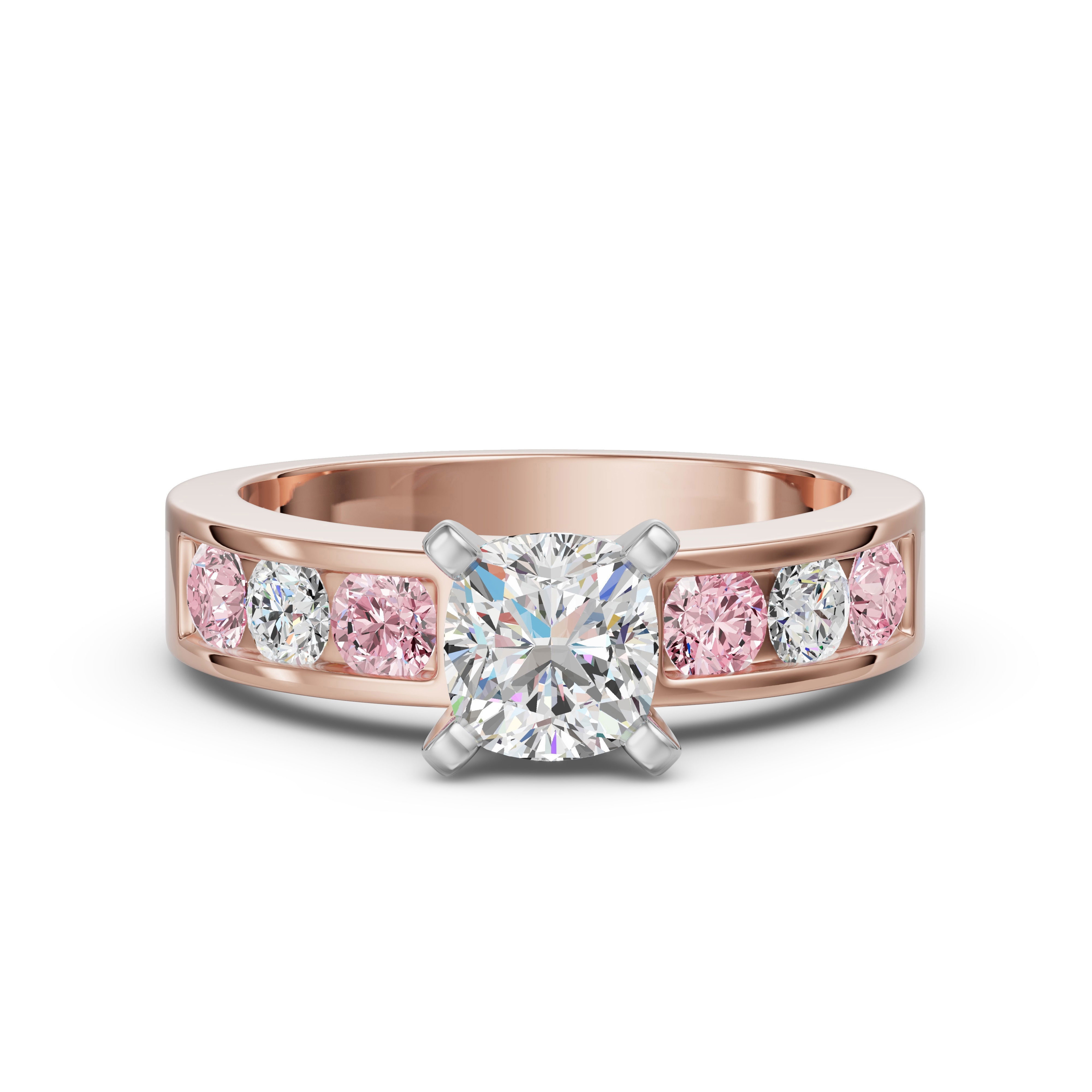 Diamond Diva Poduszkowy Pierścionek Zaręczynowy 1.25 ct - Rose - Diament Laboratoryjny 750 Różowe Złoto