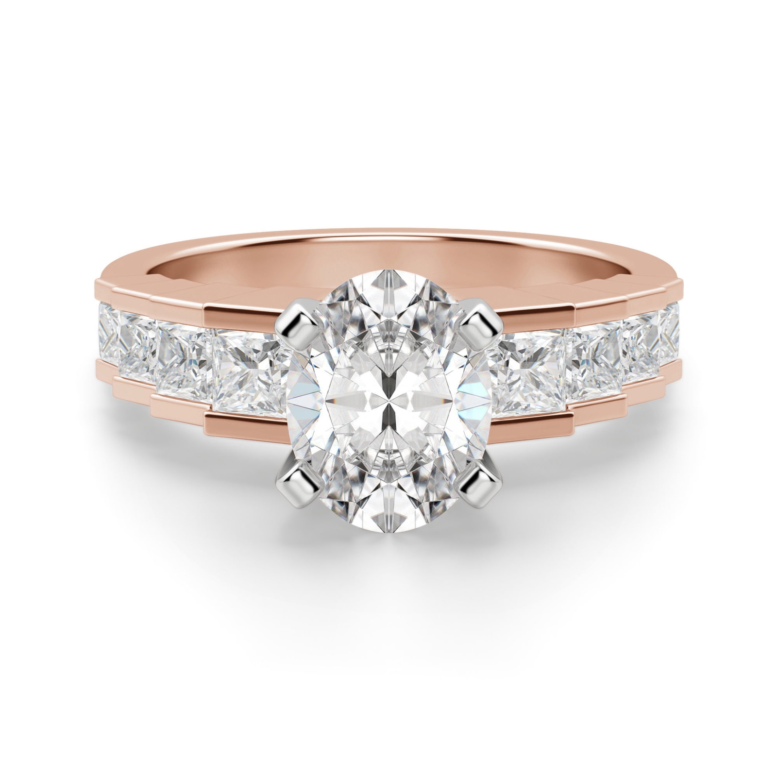 Cinderella Staircase Owalny 1.25 krt Pierścionek Zaręczynowy Diament Laboratoryjny 585 Różowe Złoto (14K)