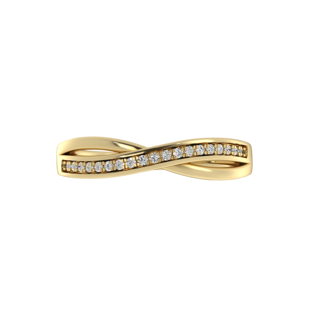 Obrączka Ślubna Wave M-Pavé 1.30 MM Diament Naturalny 750 (18K) Żółte Złoto