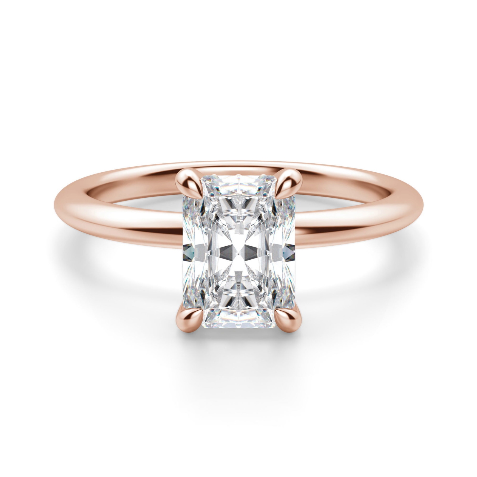 Hidden Halo Klasyczny Radiant 1.75 krt Pierścionek Zaręczynowy Diament Laboratoryjny 585 Różowe Złoto (14K)