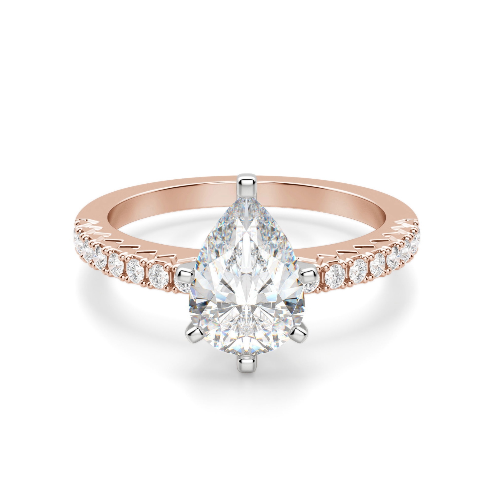 Angelix Gruszkowy 1.25 krt Pierścionek Zaręczynowy Diament Laboratoryjny 585 Różowe Złoto (14K)