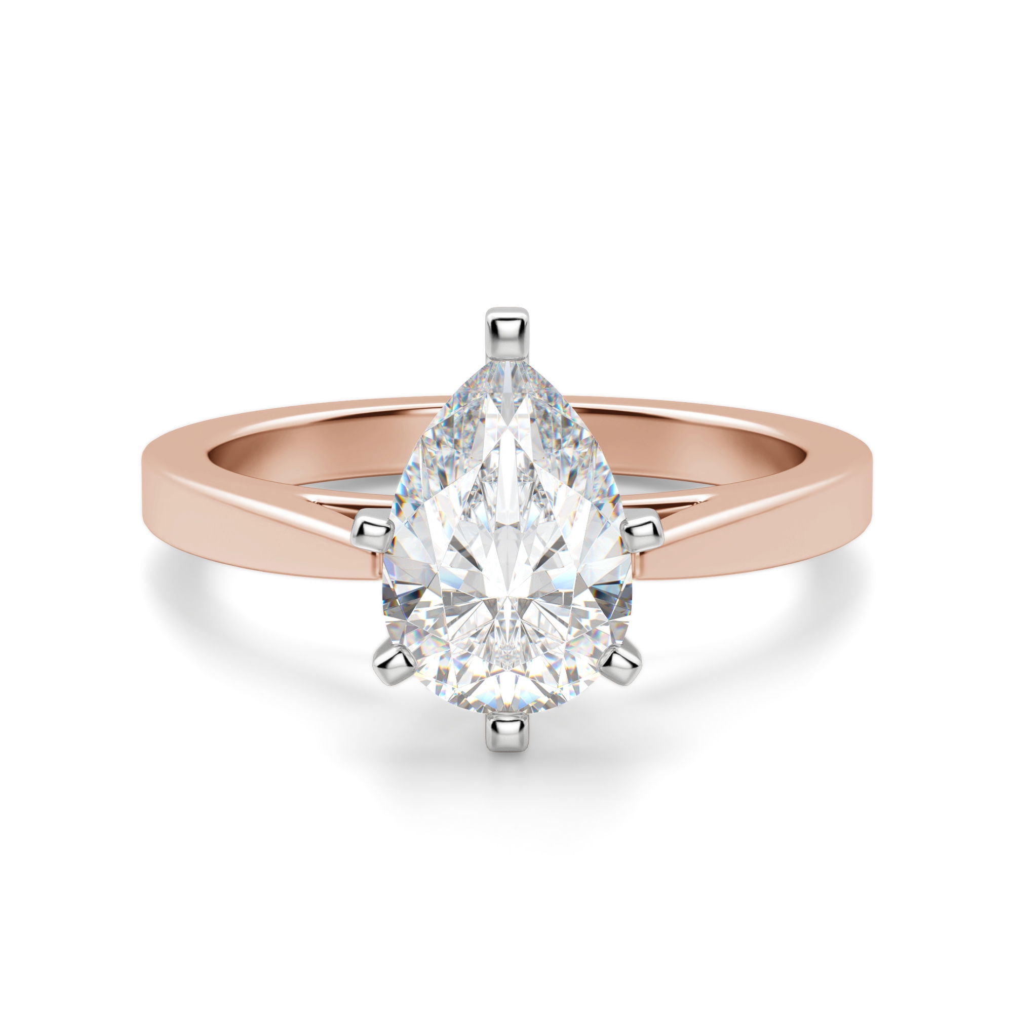Cathedral Gruszkowy 2.00 krt Pierścionek Zaręczynowy Diament Laboratoryjny 585 Różowe Złoto (14K)