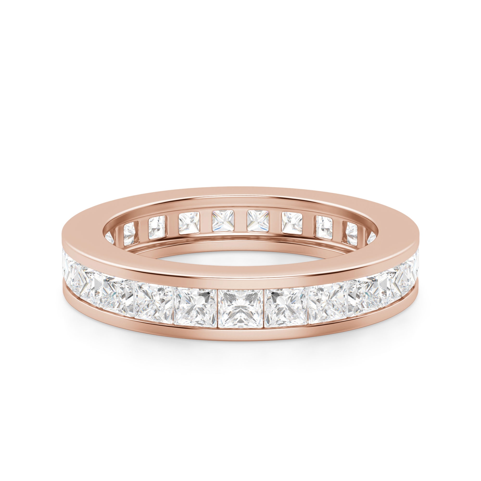 Obrączka Ślubna Eternity Channel Set Księżniczka 2.00 mm Laboratoryjny Diament 750 Różowe Złoto (18K)