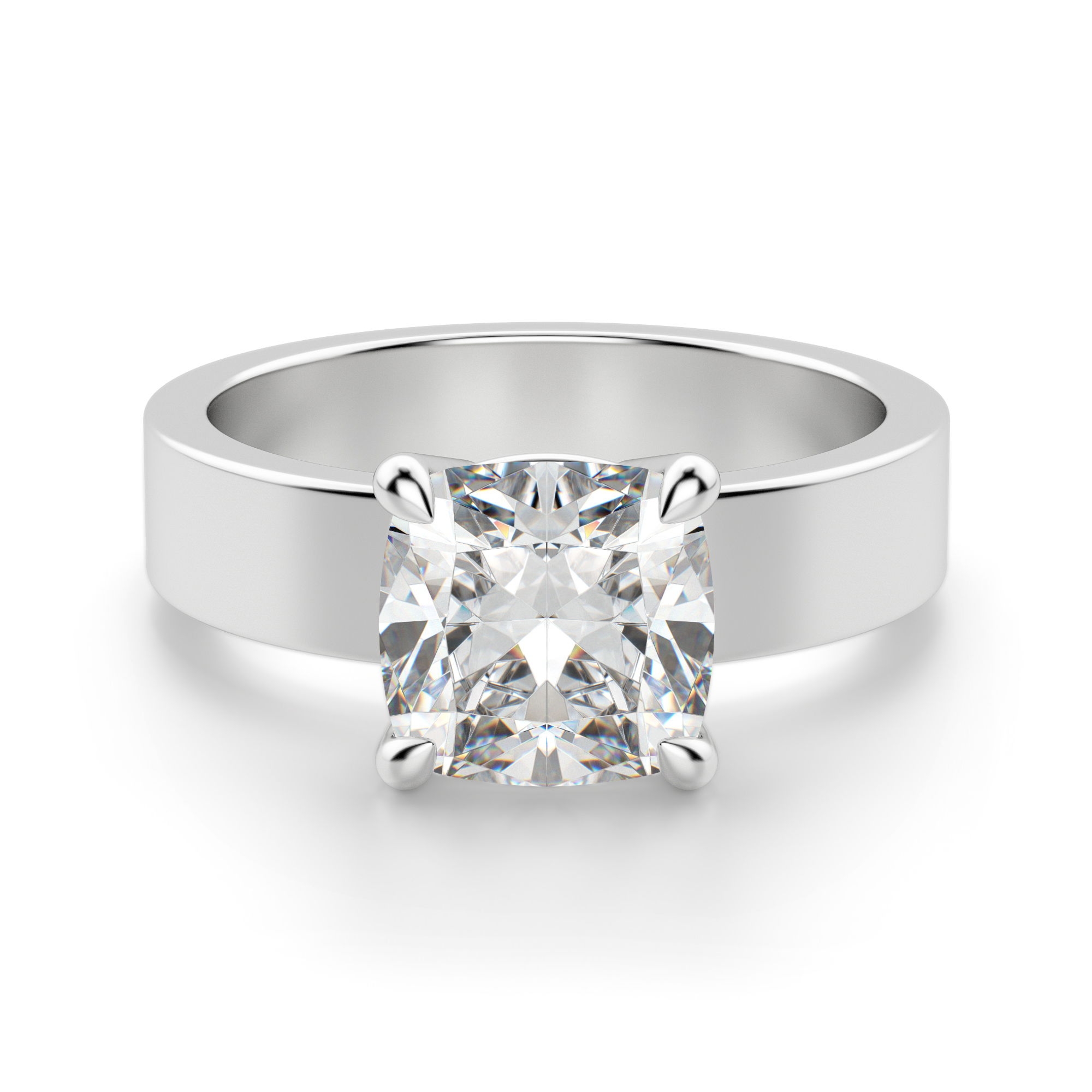 Basket Set Poduszkowy 1.00 krt Masywny Pierścionek Zaręczynowy Diament Laboratoryjny 585 Białe Złoto (14K)