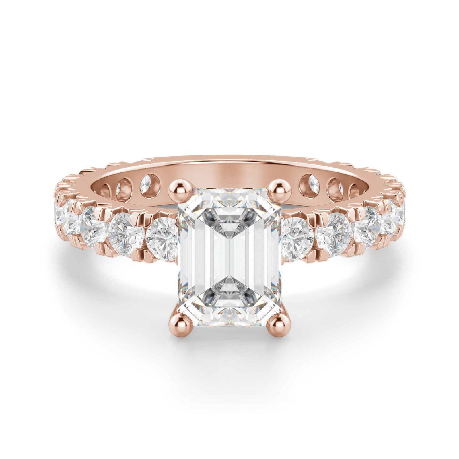 Gwyneth Szmaragdowy 1.25 krt Pierścionek Zaręczynowy Diament Laboratoryjny 585 Różowe Złoto (14K)