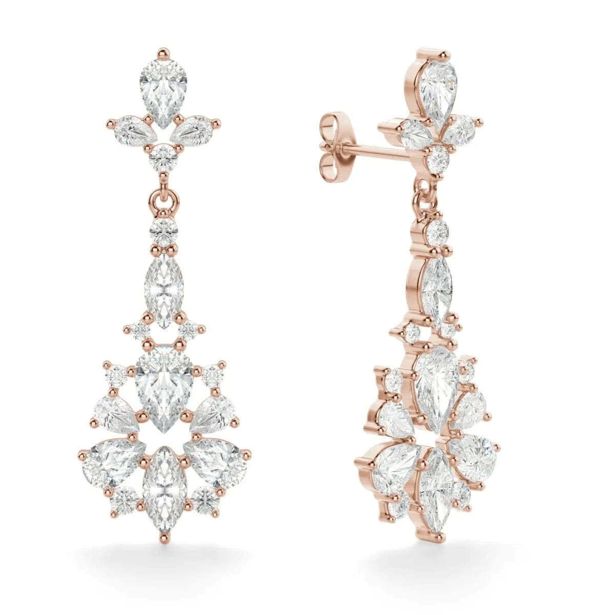 Amaryllis Kolczyki Wiszące 14K Różowe Złoto Laboratoryjny Diament