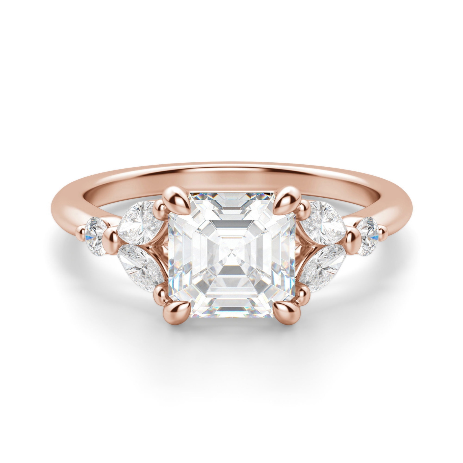 Haven Asscher 2.50 krt Pierścionek Zaręczynowy Diament Laboratoryjny 585 Różowe Złoto (14K)