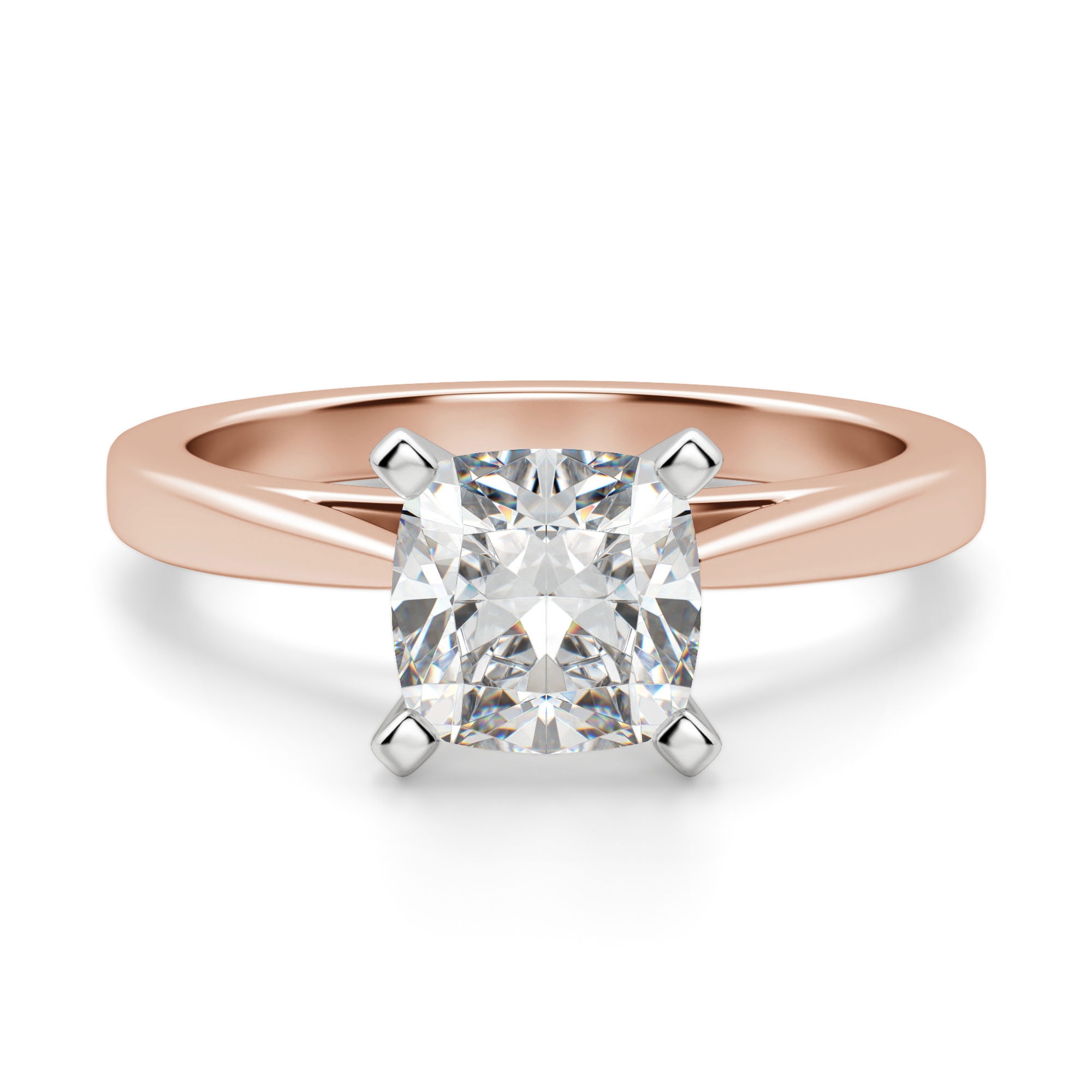 Pierścionek Zaręczynowy Cathedral 2.50 ct Poduszkowy Diament Laboratoryjny 585 Różowe Złoto (14K)