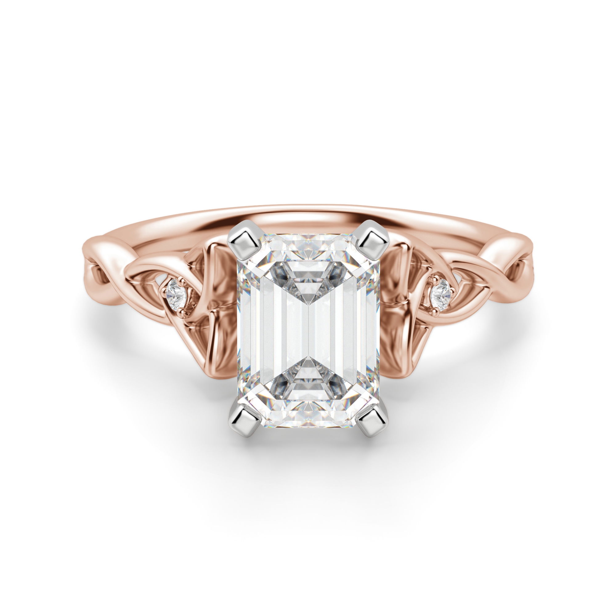 Celtic Knot Szmaragdowy 2.50 krt Pierścionek Zaręczynowy Diament Laboratoryjny 585 Różowe Złoto (14K)