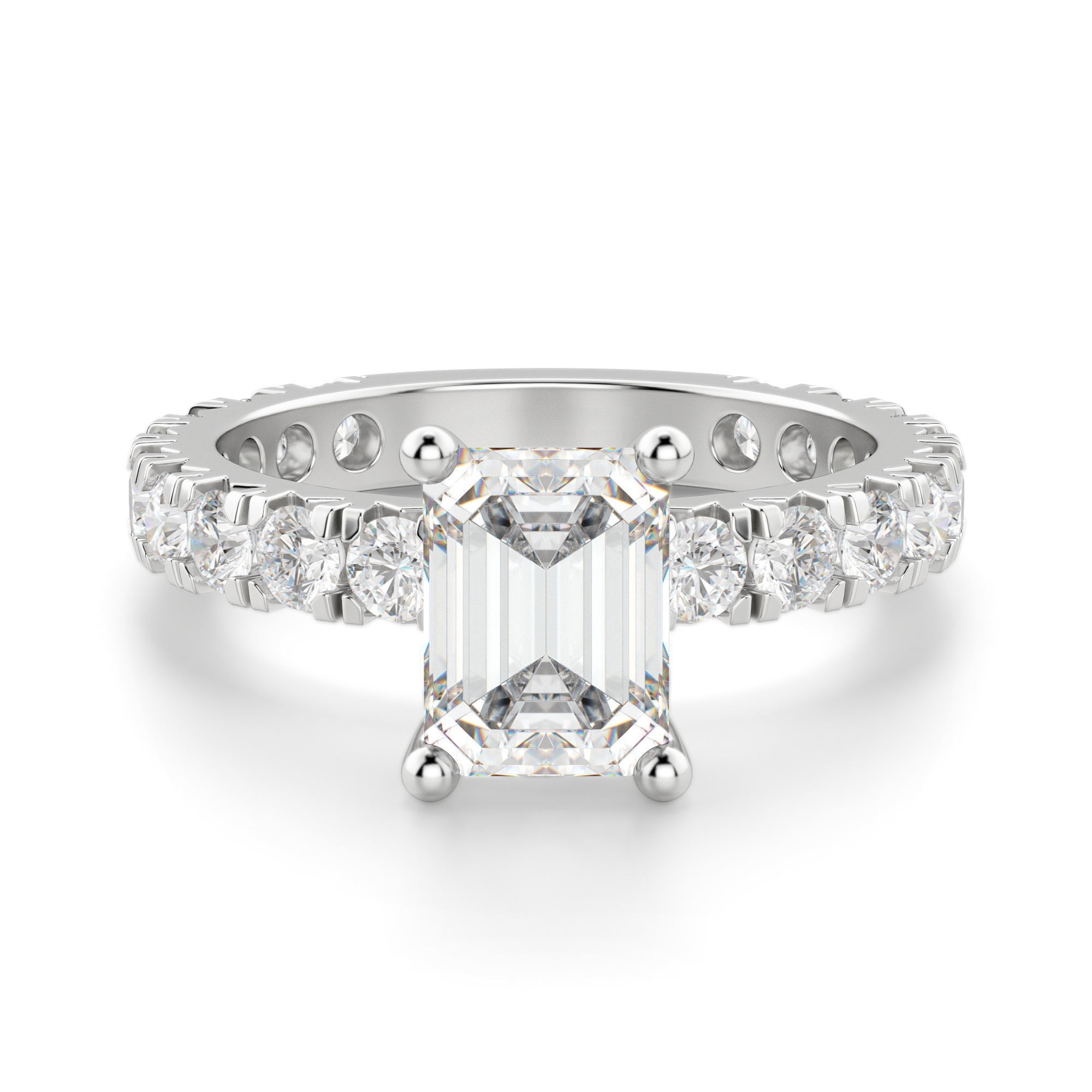 Gwyneth Szmaragdowy 1.75 krt Pierścionek Zaręczynowy Diament Laboratoryjny 585 Białe Złoto (14K)