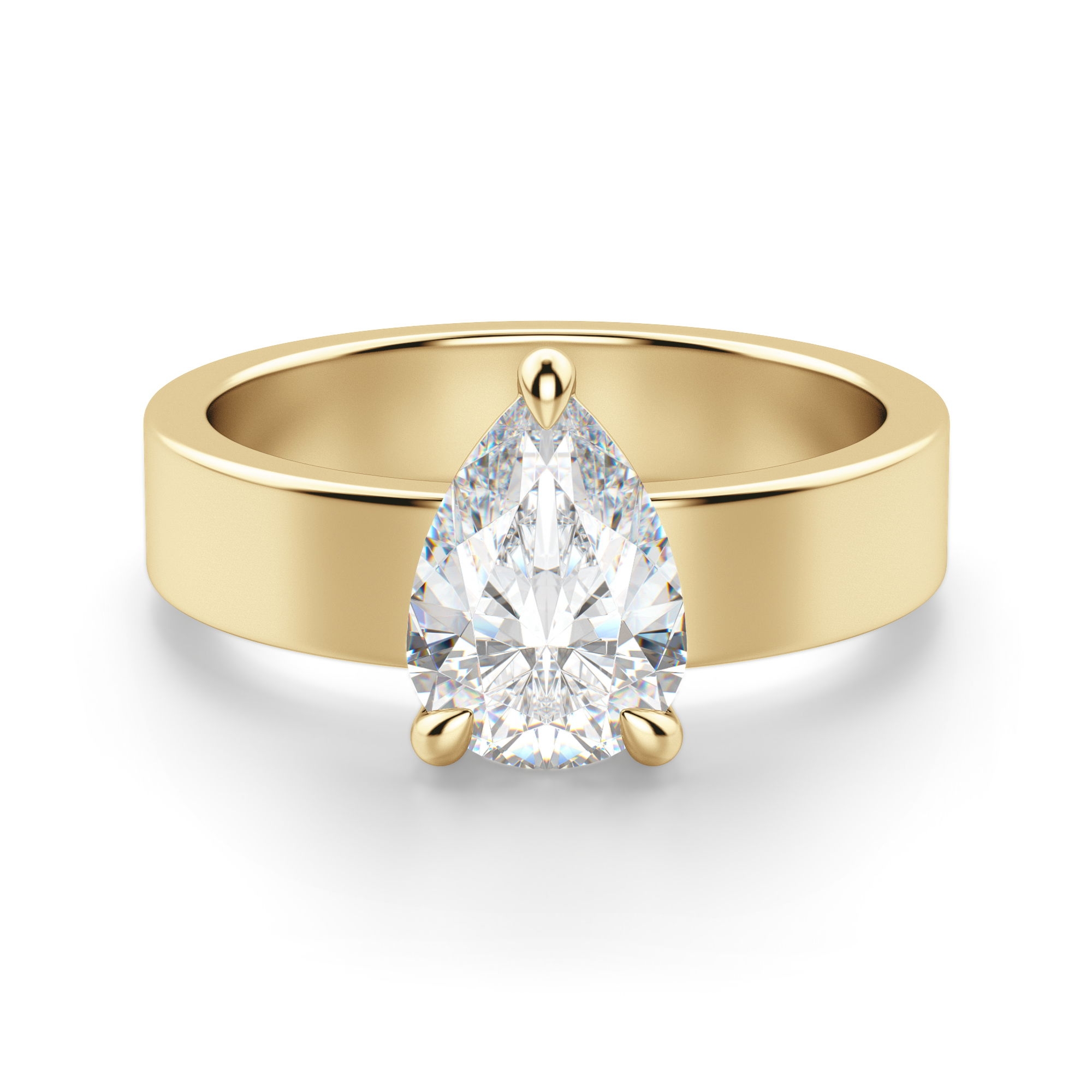 Basket Set Gruszkowy 1.25 krt Masywny Pierścionek Zaręczynowy Diament Laboratoryjny 585 Żółte Złoto (14K)