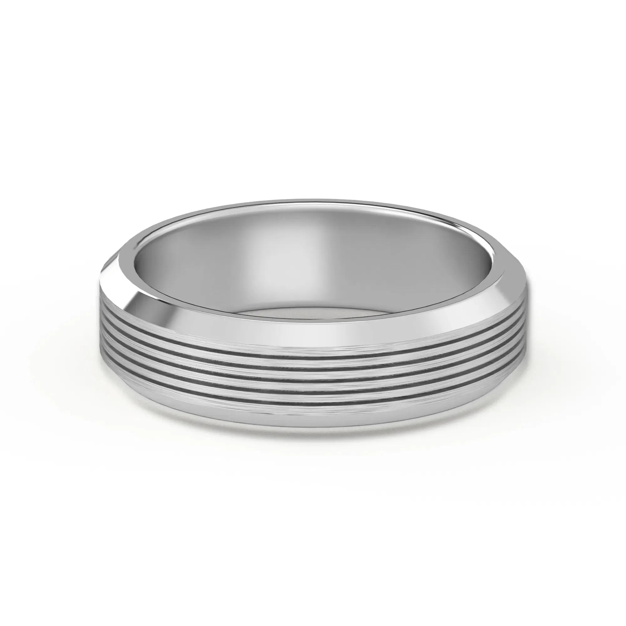 Teksturowana Obrączka Ślubna Edge Satin Finish 585 Białe Złoto (14K) 5 MM