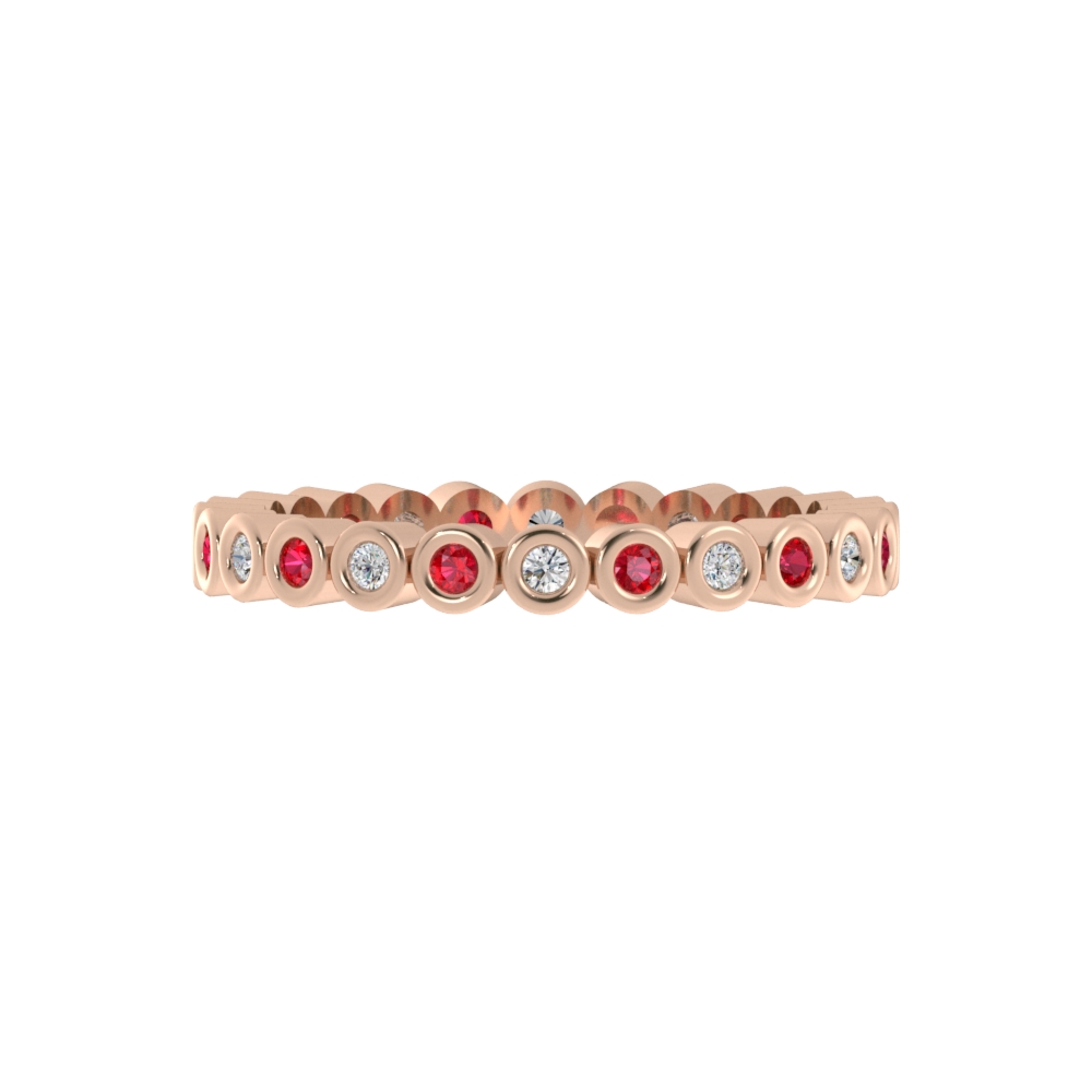Obrączka Ślubna Timeless Diament & Rubin Naturalny 585 (14K) Różowe Złoto