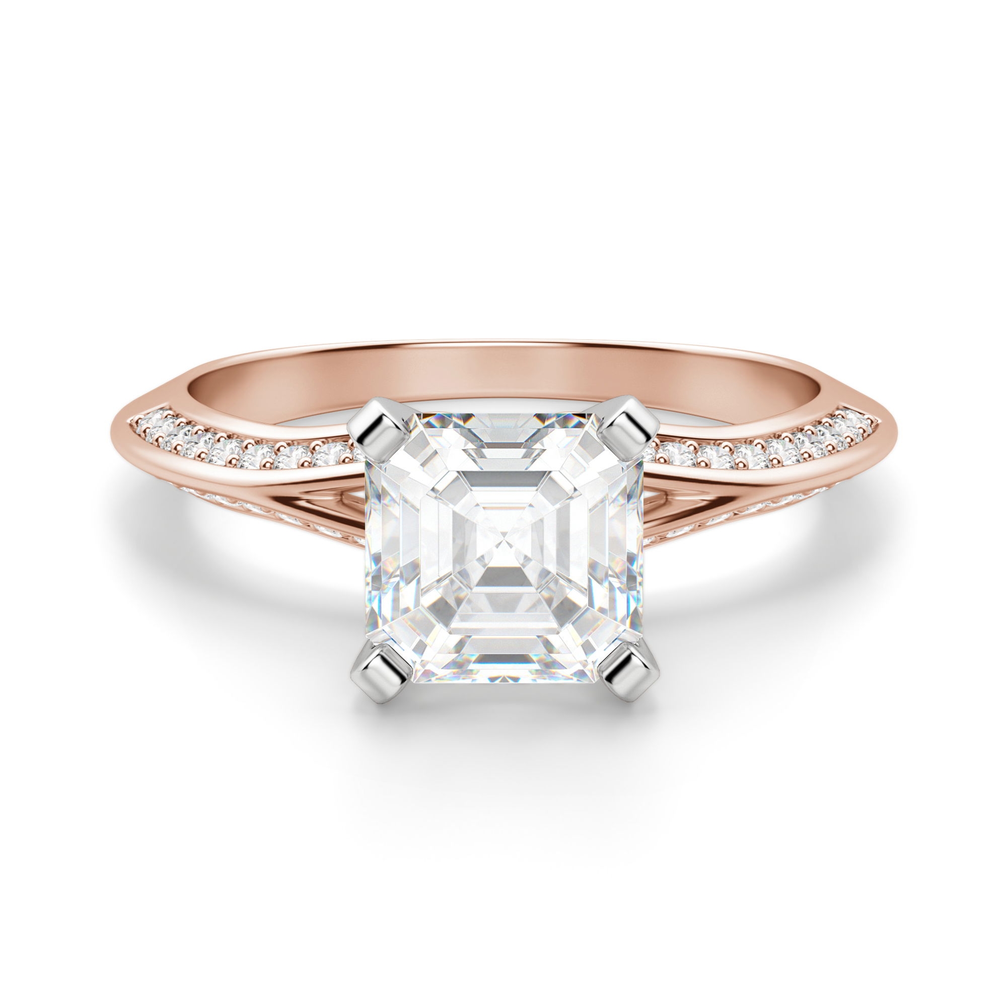 Irene Asscher 0.50 krt Pierścionek Zaręczynowy Diament Laboratoryjny 585 Różowe Złoto (14K)