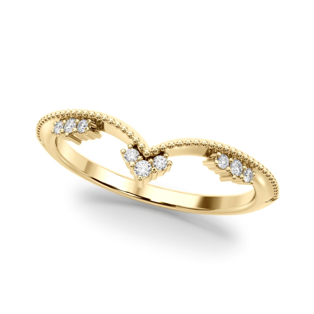 Pierścionek Chevron z Żółtego Złota Diament Laboratoryjny