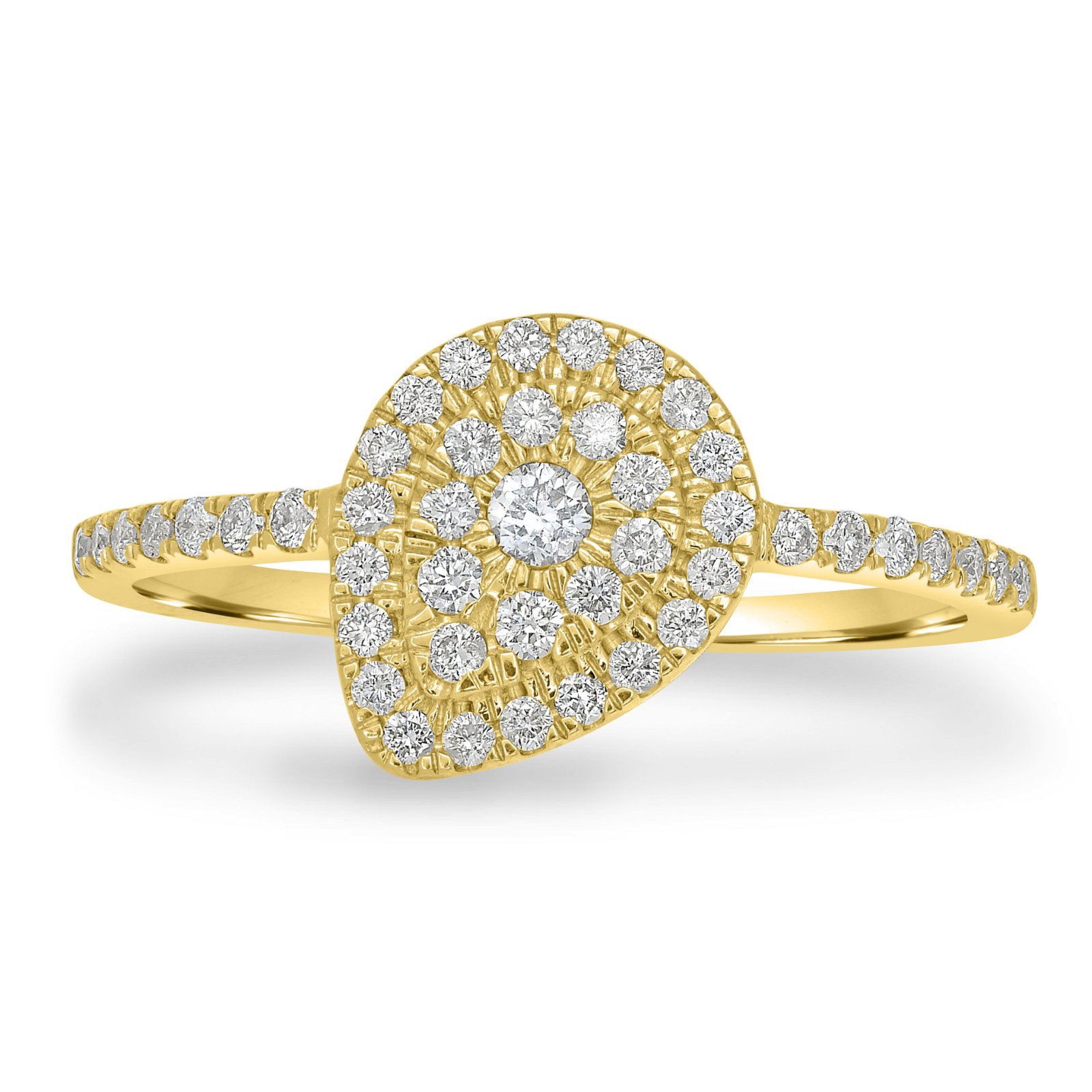 Pierścionek z Klastrem w Kształcie Gruszki Diament Laboratoryjny 585 Żółte Złoto