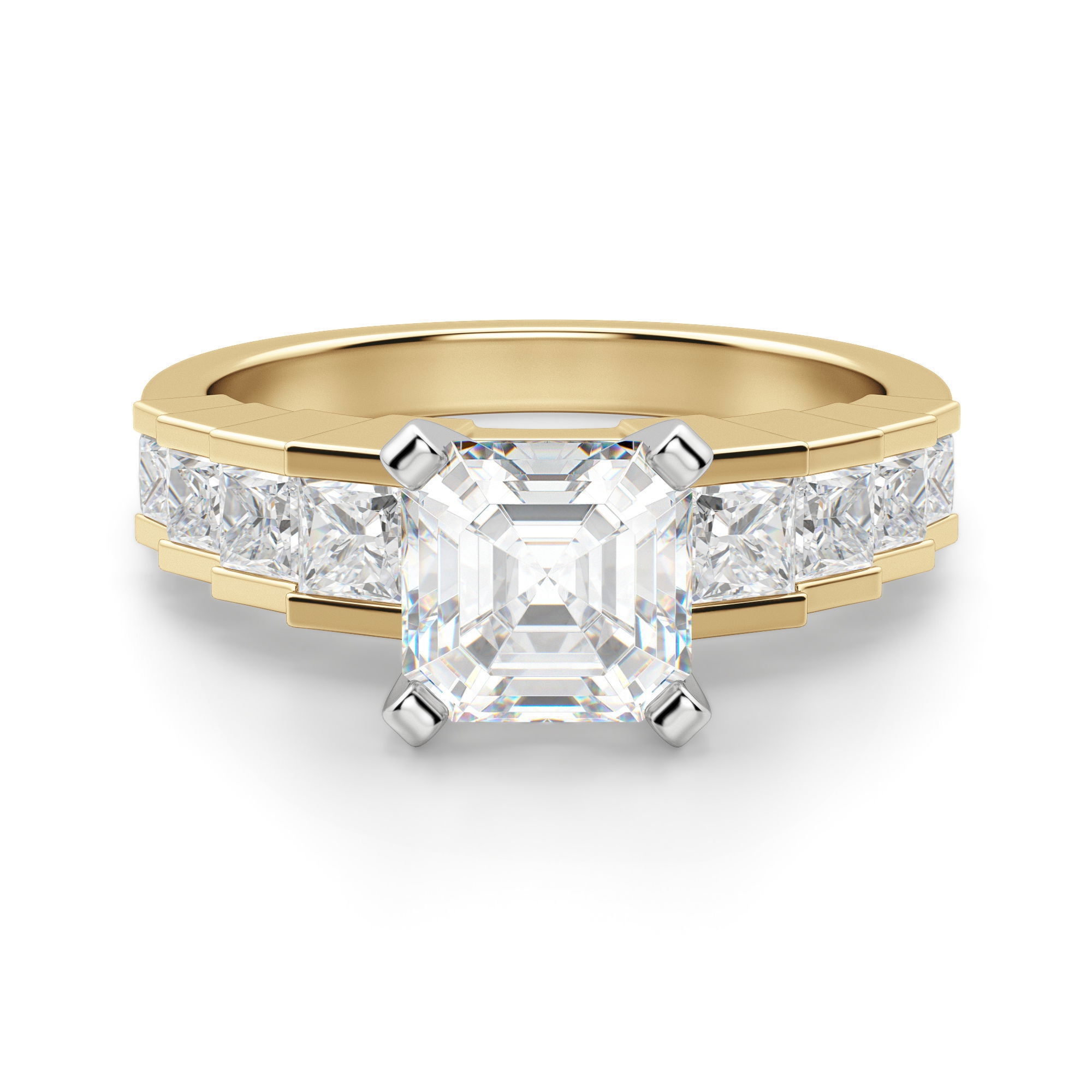 Cinderella Staircase Asscher 0.50 krt Pierścionek Zaręczynowy Diament Laboratoryjny 585 Żółte Złoto (14K)