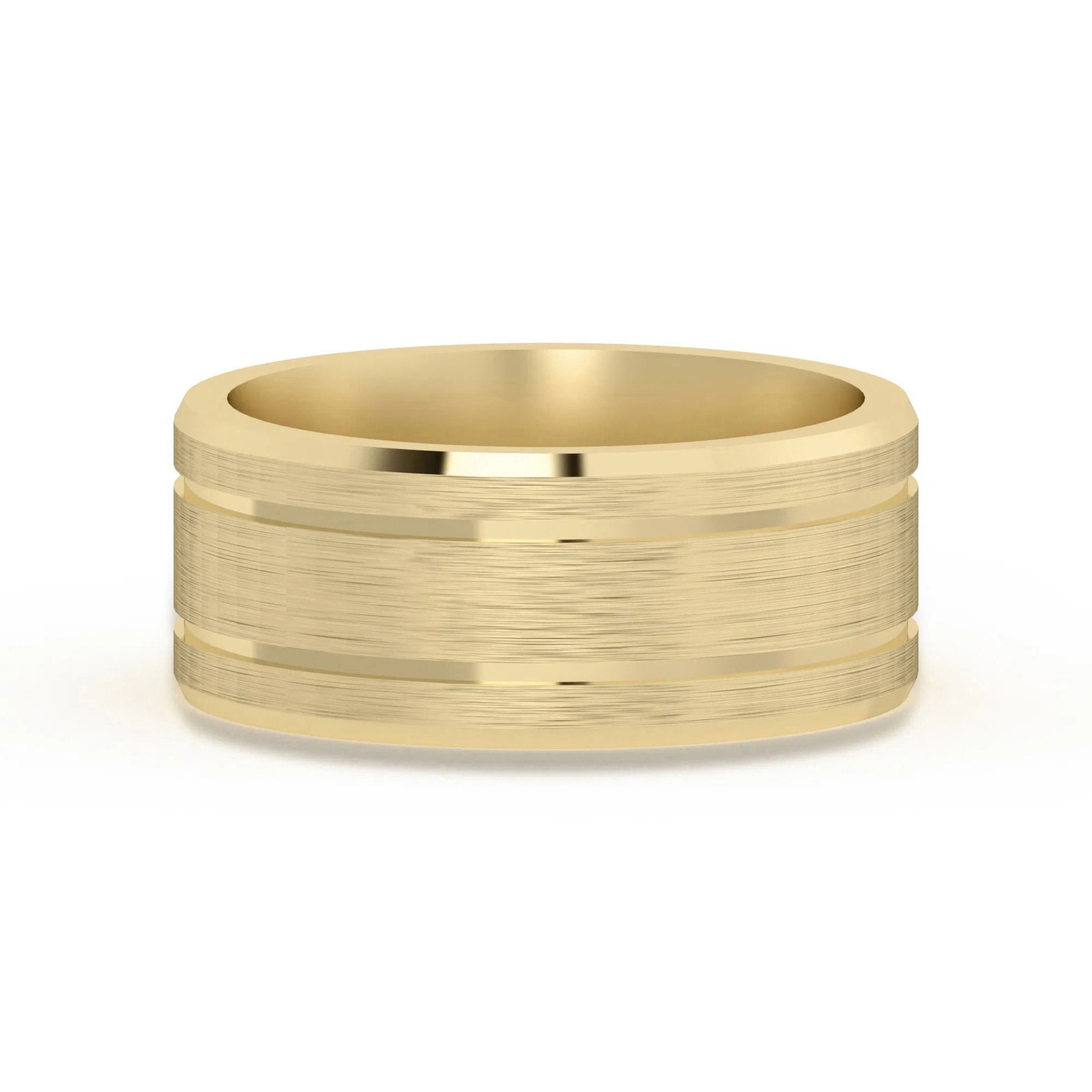 Klasyczna Double Channel Satenowa Finish Obrączka Ślubna 8 MM 585 Żółte Złoto (14K)