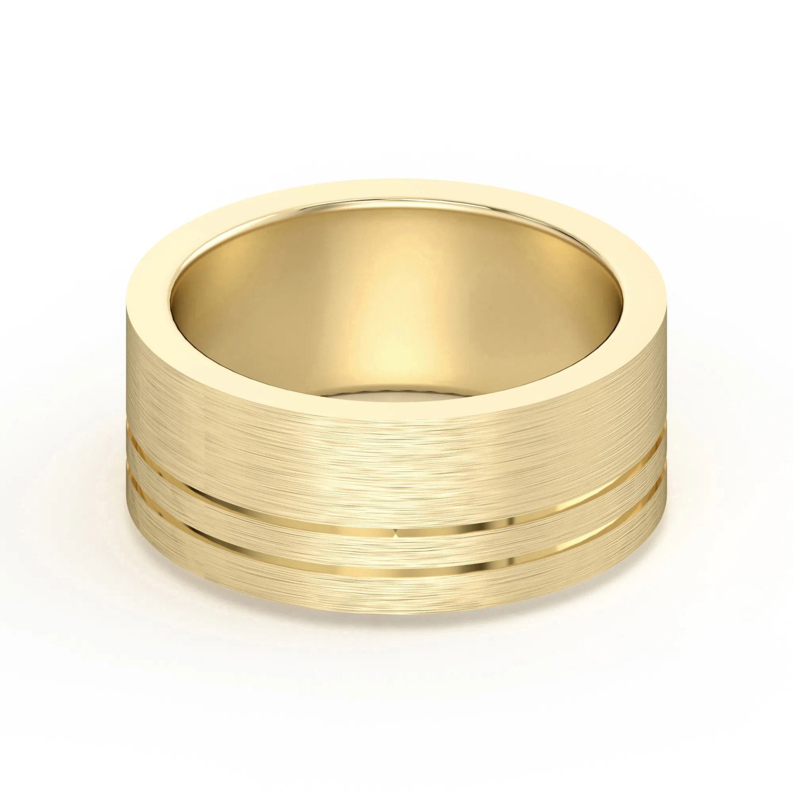 Double Lined Flat Obrączka Ślubna 585 Żółte Złoto (14K) 8 MM