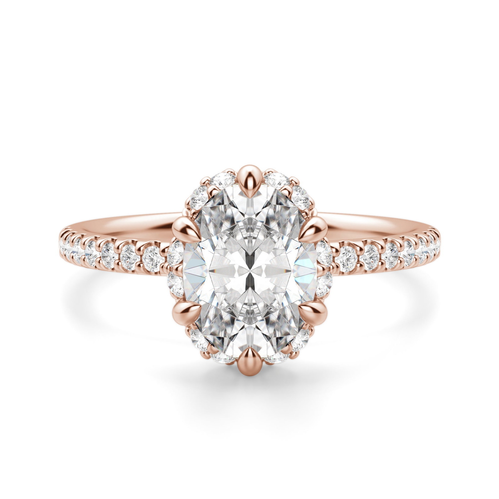 Novara Owalny 3.00 krt Pierścionek Zaręczynowy Diament Laboratoryjny 585 Różowe Złoto (14K)