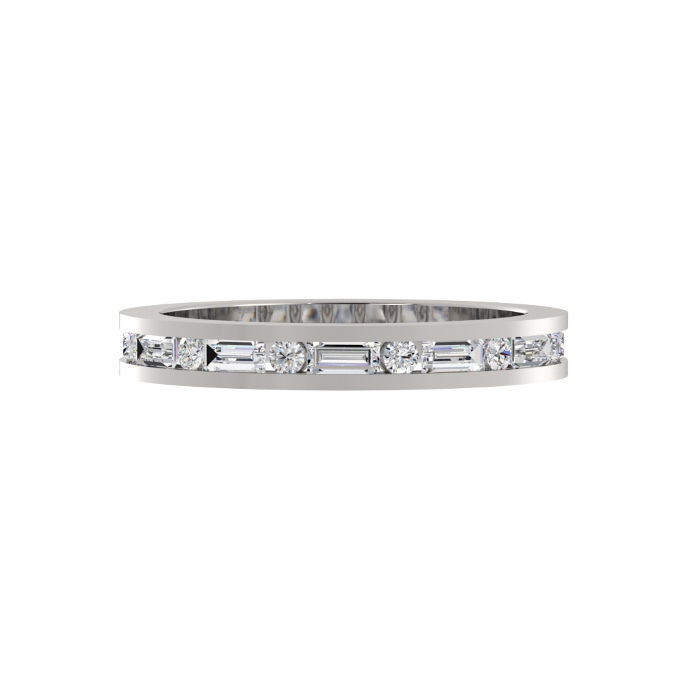 Obrączka Ślubna Channel Half Bageta 2.50 MM Diament Laboratoryjny 950 Platyna