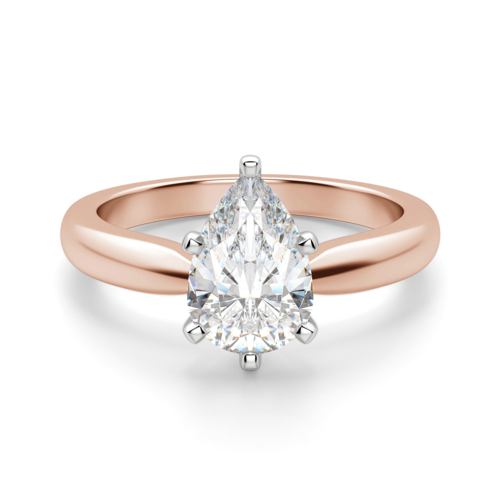 Tapered Solitaire Gruszkowy 1.25 krt Klasyczny Pierścionek Zaręczynowy Diament Laboratoryjny 585 Różowe Złoto (14K)