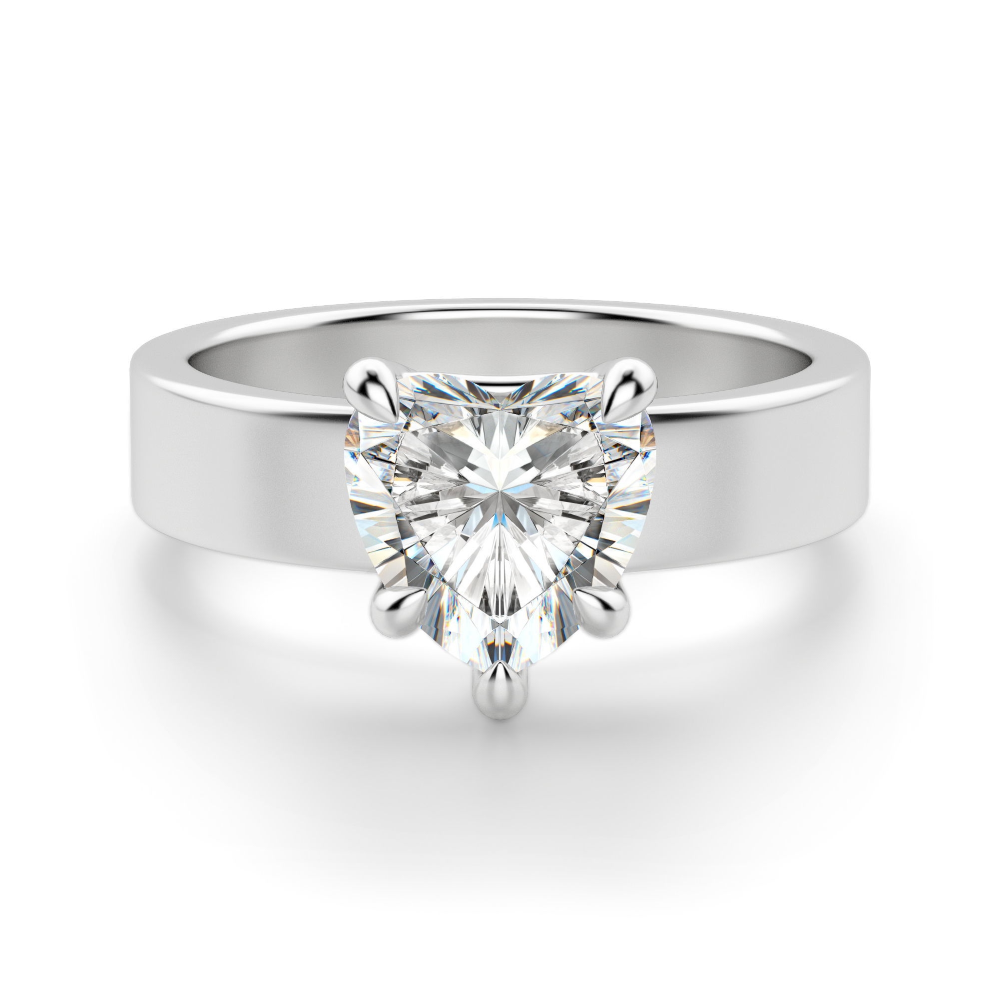 Basket Set Sercowy 3.00 krt Masywny Pierścionek Zaręczynowy Diament Laboratoryjny 585 Białe Złoto (14K)