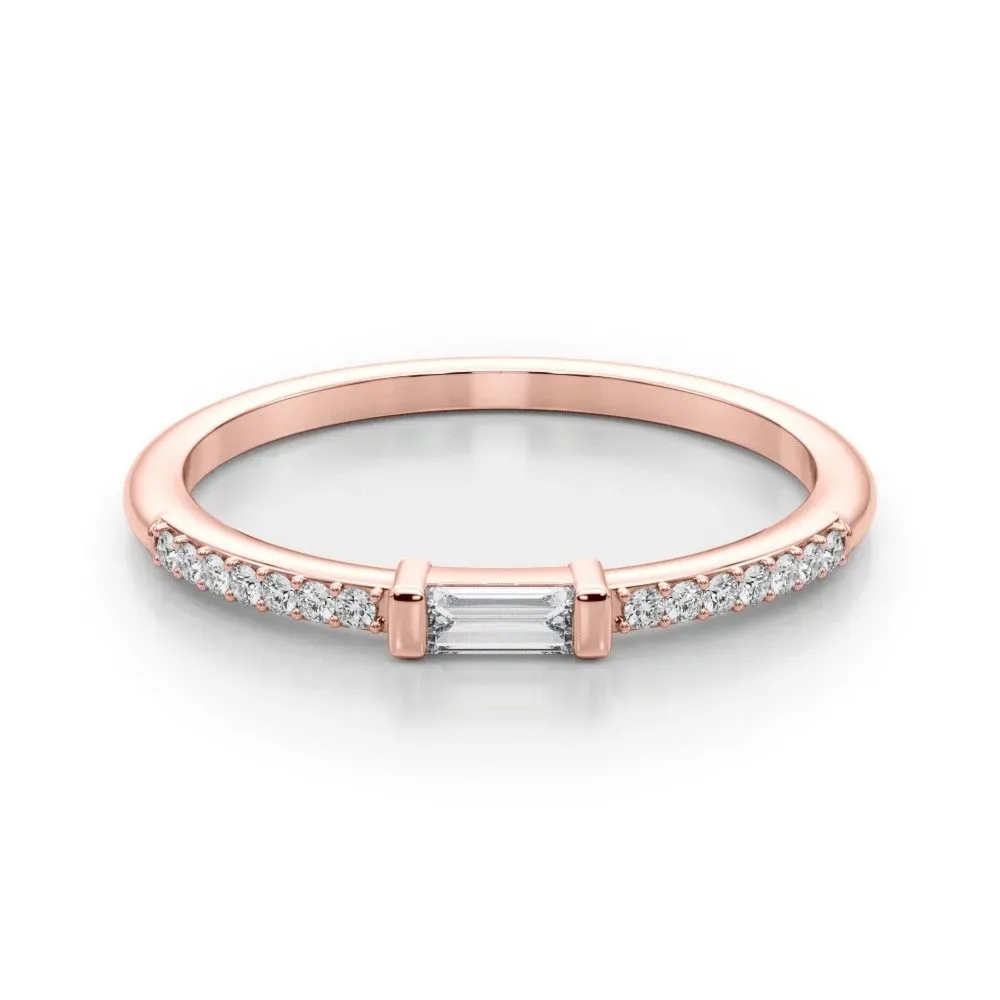 Pierścionek Baguette 0.17 ct Diament Laboratoryjny 585 Różowe Złoto