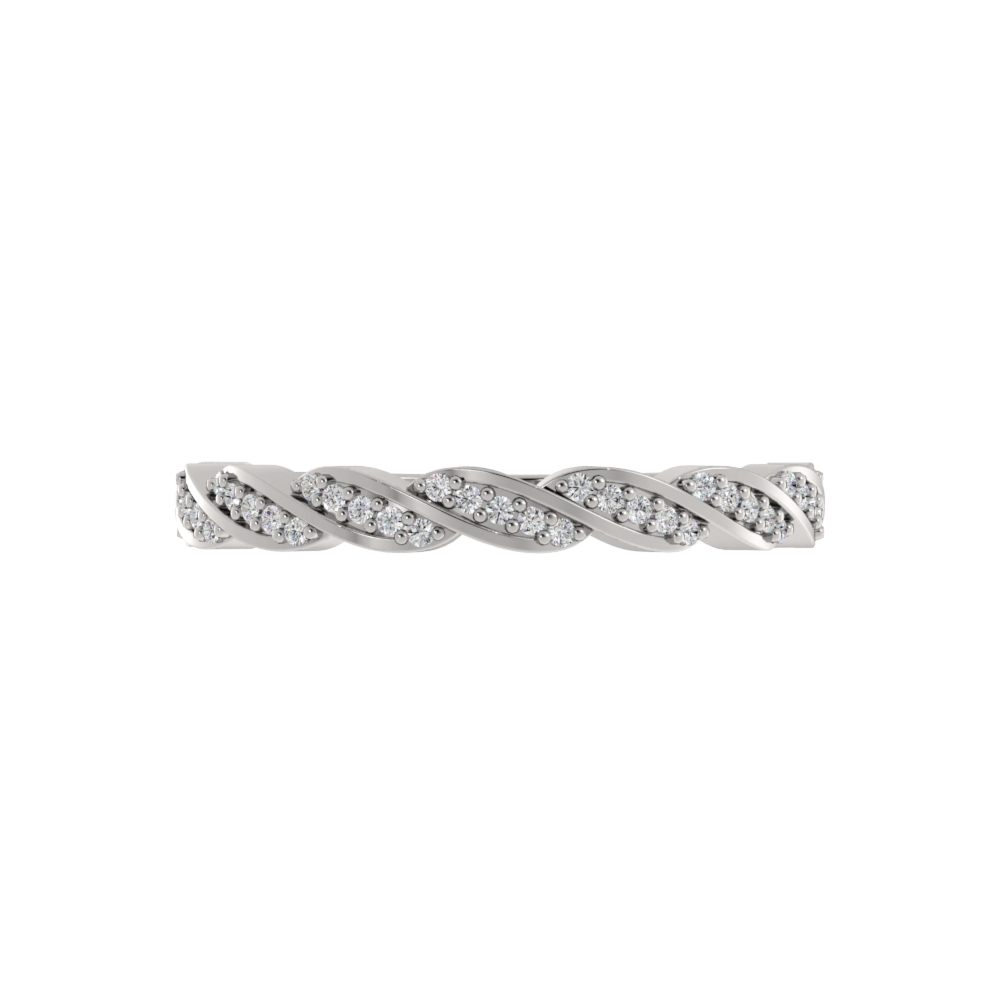Obrączka Ślubna Petite Pave 1.10 MM Diament Laboratoryjny 417 (10K) Białe Złoto