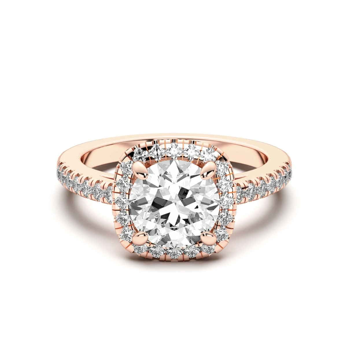 Naples Okrągły 1.25 krt Pierścionek Zaręczynowy Diament Laboratoryjny 585 Różowe Złoto (14K)