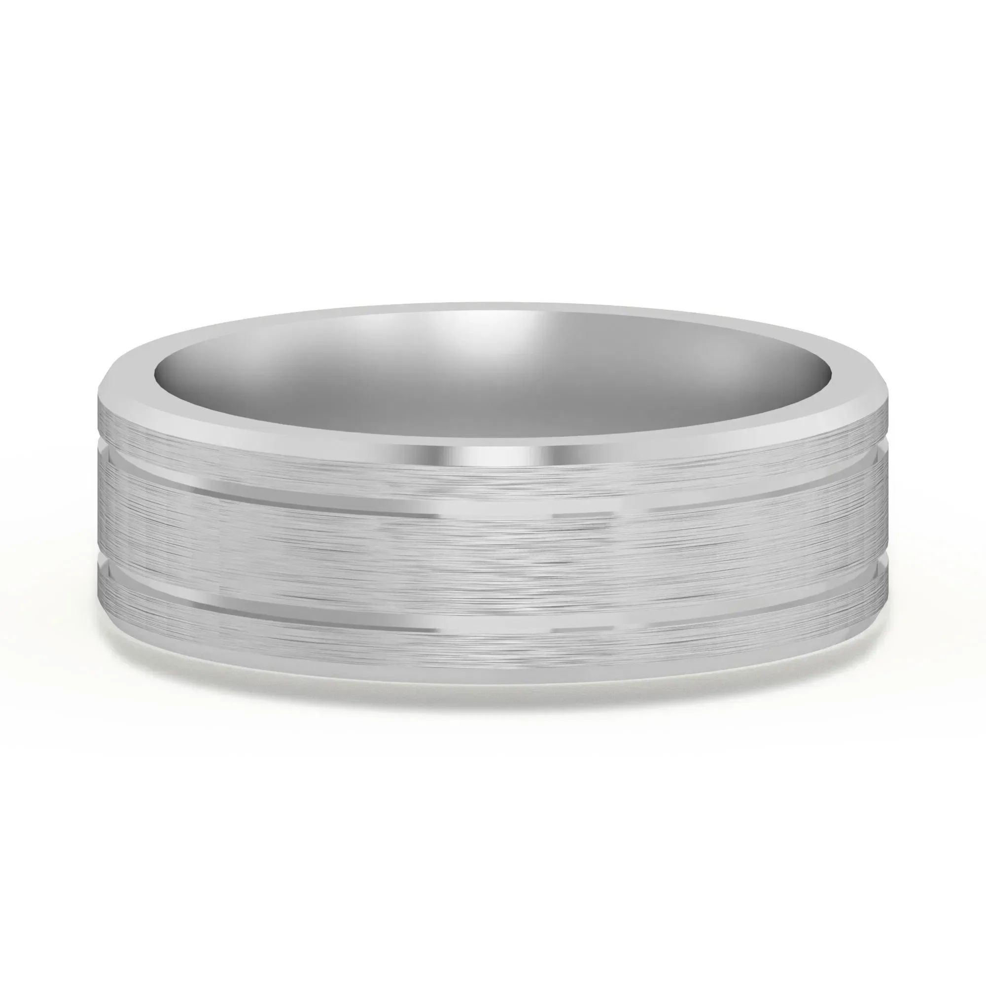 Klasyczna Double Channel Satenowa Finish Obrączka Ślubna 6 MM 585 Białe Złoto (14K)