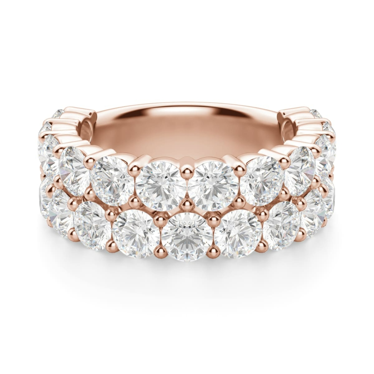 Obrączka Ślubna Half Eternity Pave z Okrągłymi Kamieniami 3.50 mm Laboratoryjny Diament 750 Różowe Złoto (18K)