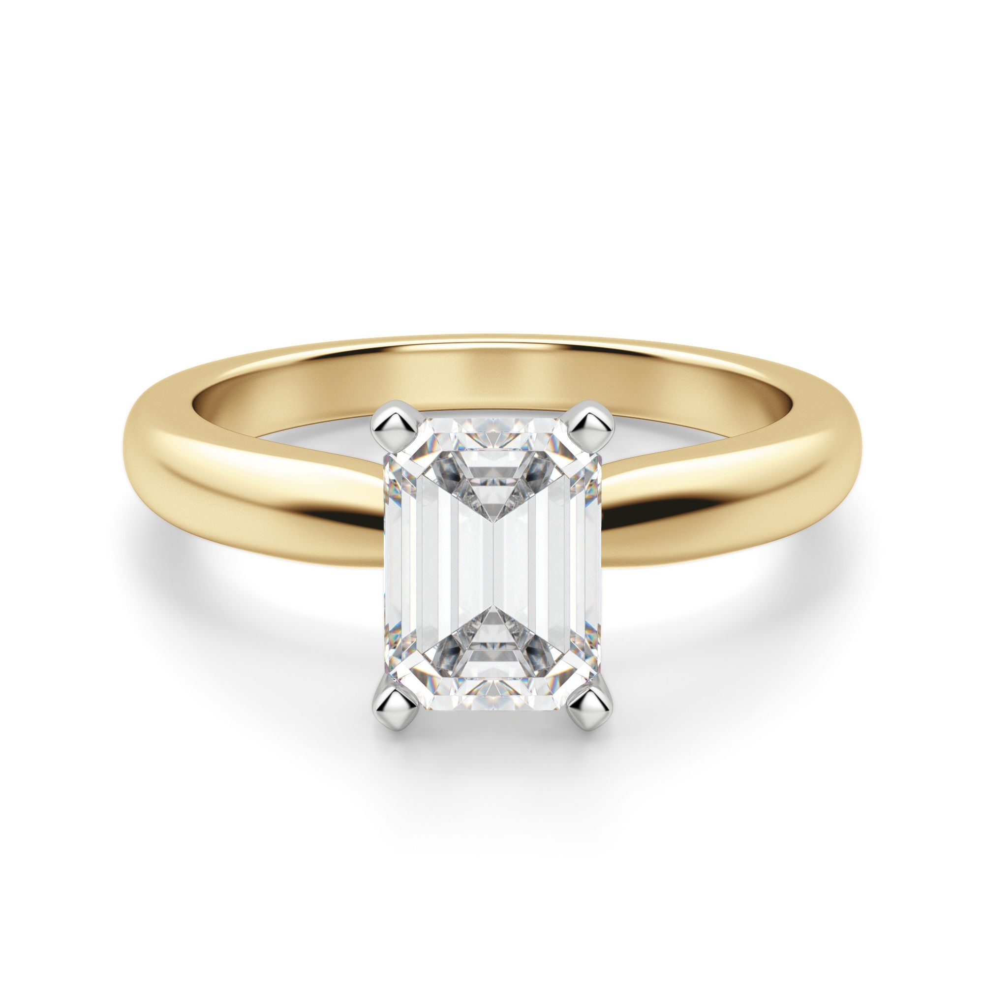 Tapered Solitaire Szmaragdowy 2.50 krt Klasyczny Pierścionek Zaręczynowy Diament Laboratoryjny 585 Żółte Złoto (14K)