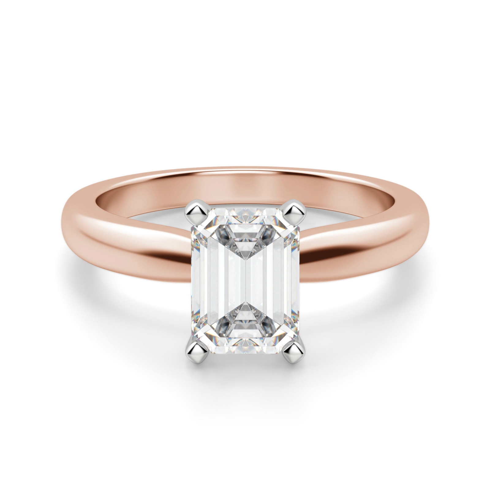 Tapered Solitaire Szmaragdowy 1.25 krt Klasyczny Pierścionek Zaręczynowy Diament Laboratoryjny 585 Różowe Złoto (14K)