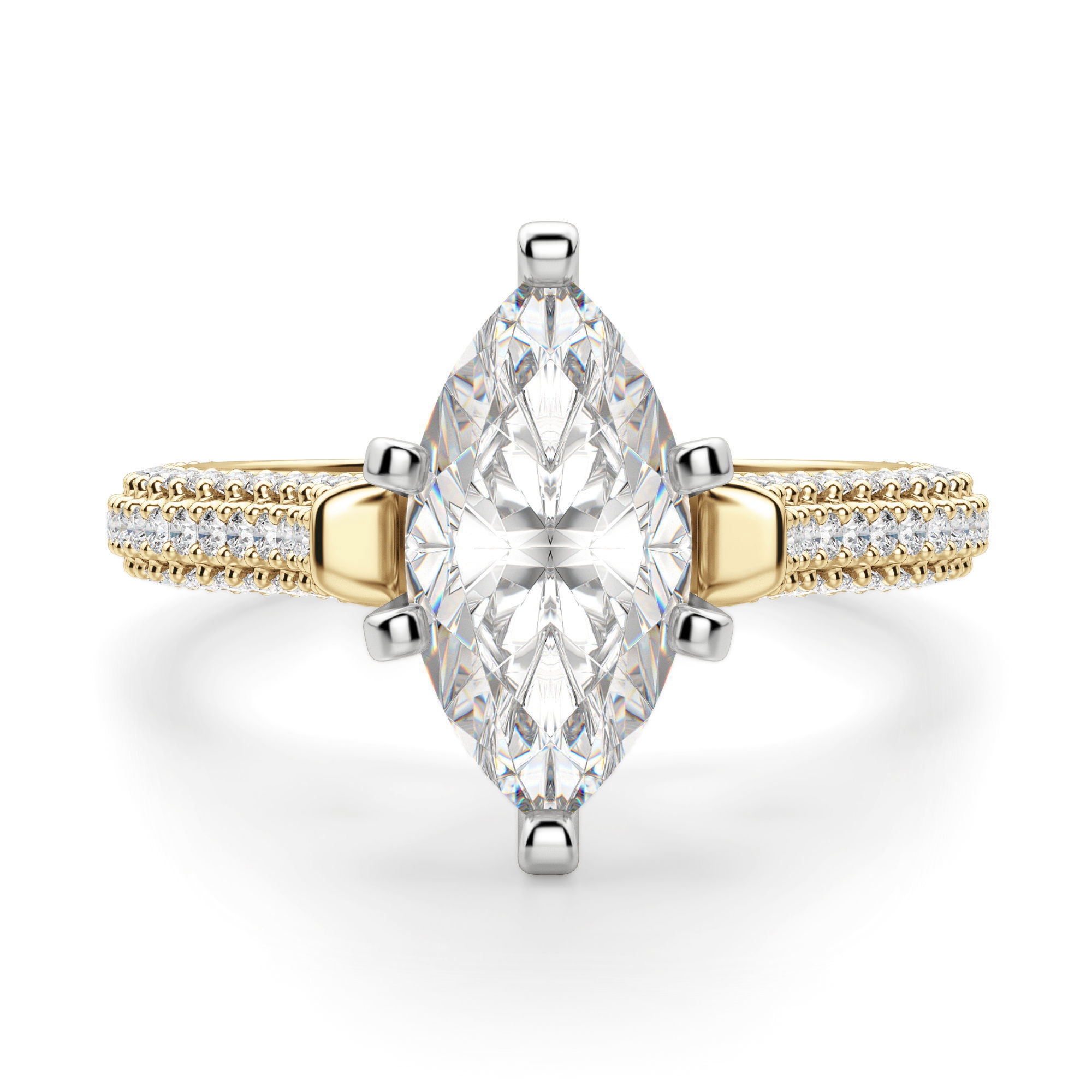 Seine Markizowy 0.50 krt Pierścionek Zaręczynowy Diament Laboratoryjny 585 Żółte Złoto (14K)